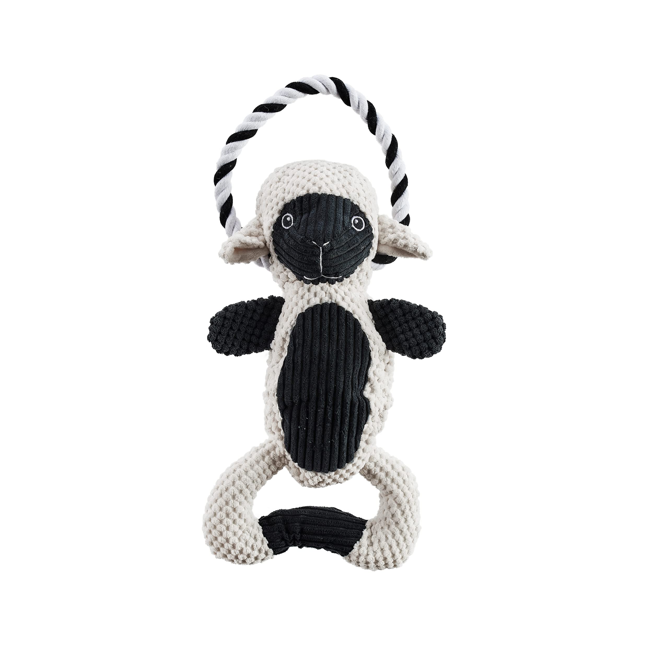 Charming Pet Scrunch Bunch Lamb Interactive Plush Squeaky Dog Tug Toy