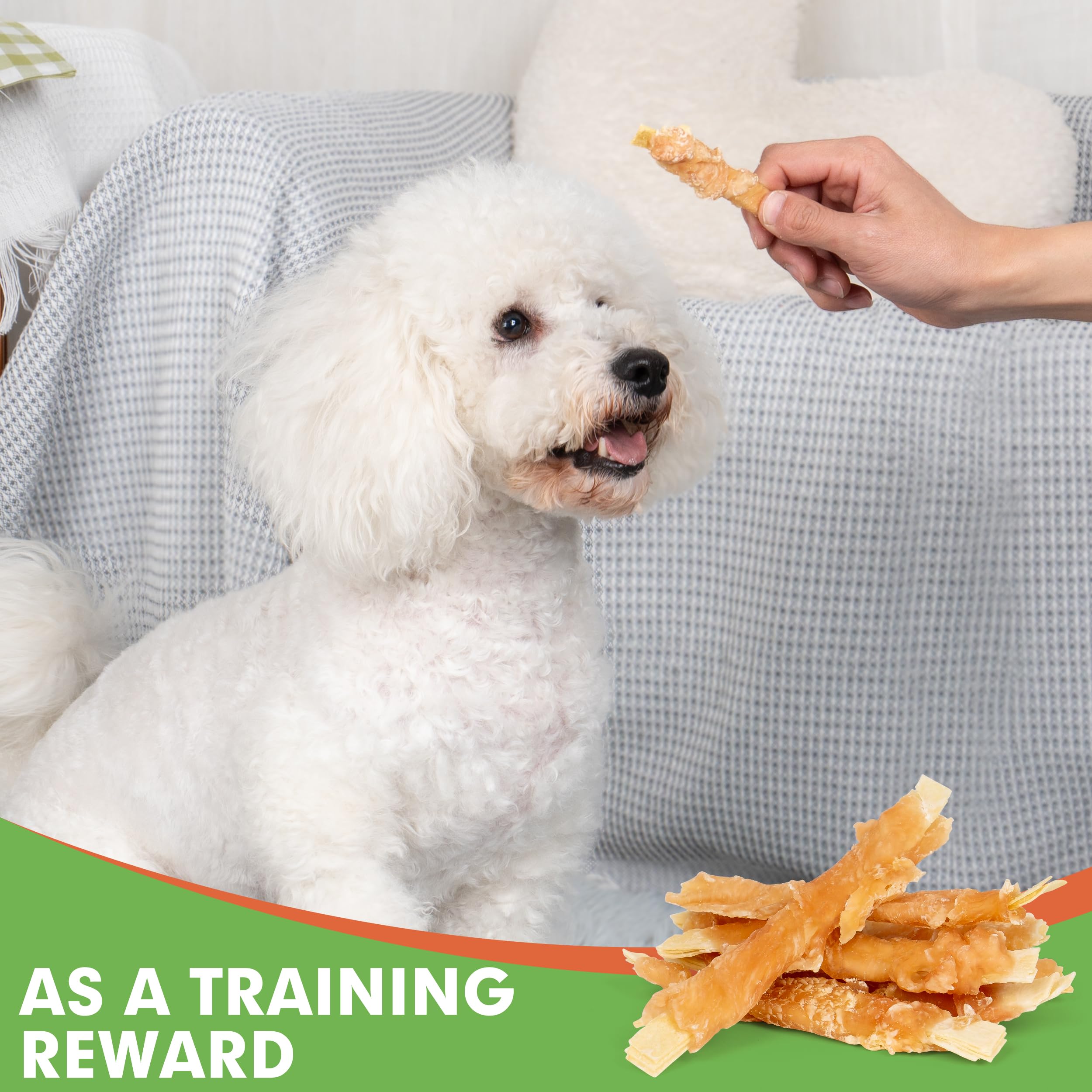 MON2SUN Rawhide Free Dog Treats, 4 Inch Chicken Wrapped Cod Fillet Dog Snacks for Small Dogs, Soft and Training Treats, 20oz (56