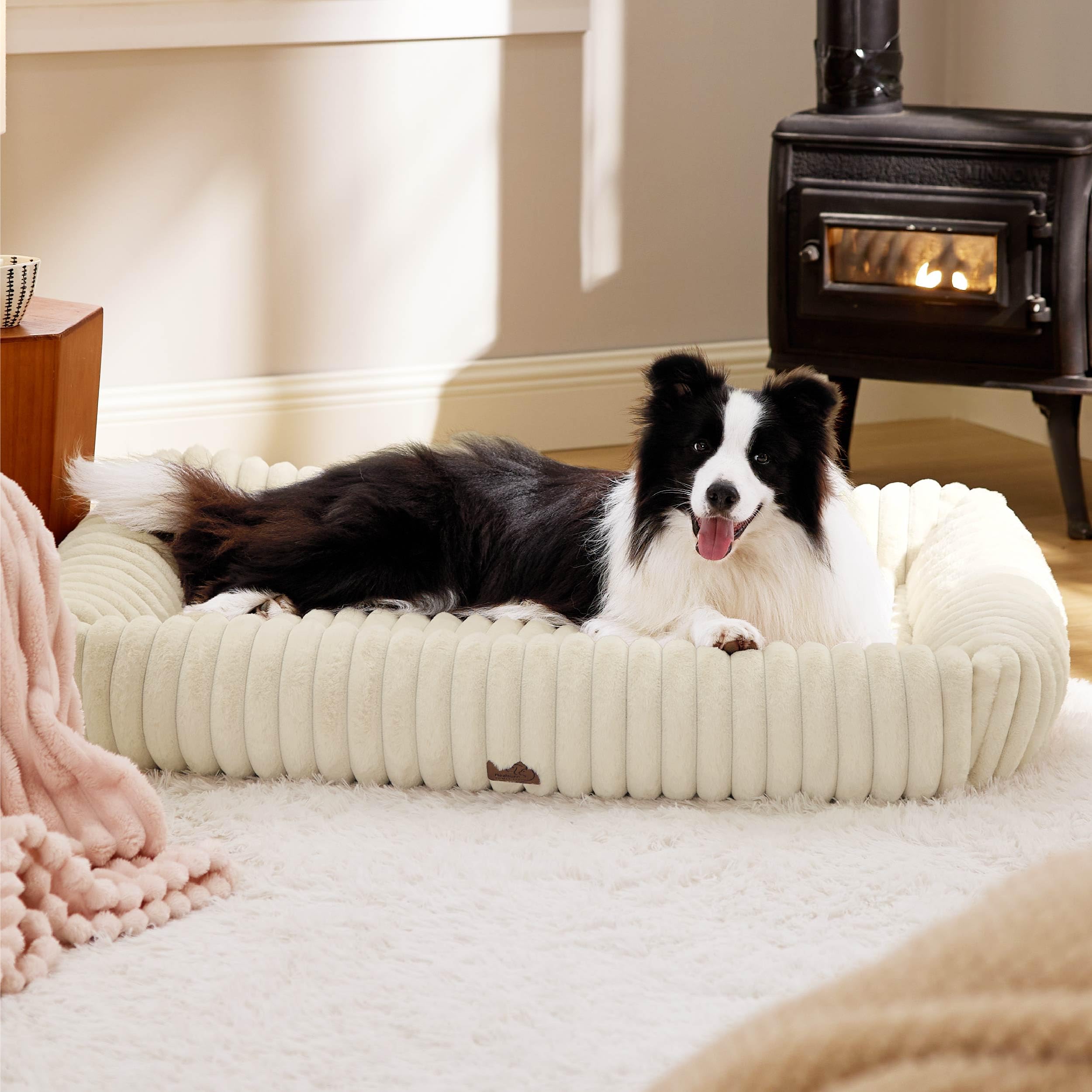 Bedsure Cute Dog Bed For Extra Large Dogs - Washable Furry Xl Pet Beds, Rectangle Orthopedic Corduroy Fleece Pet Beds With Remov