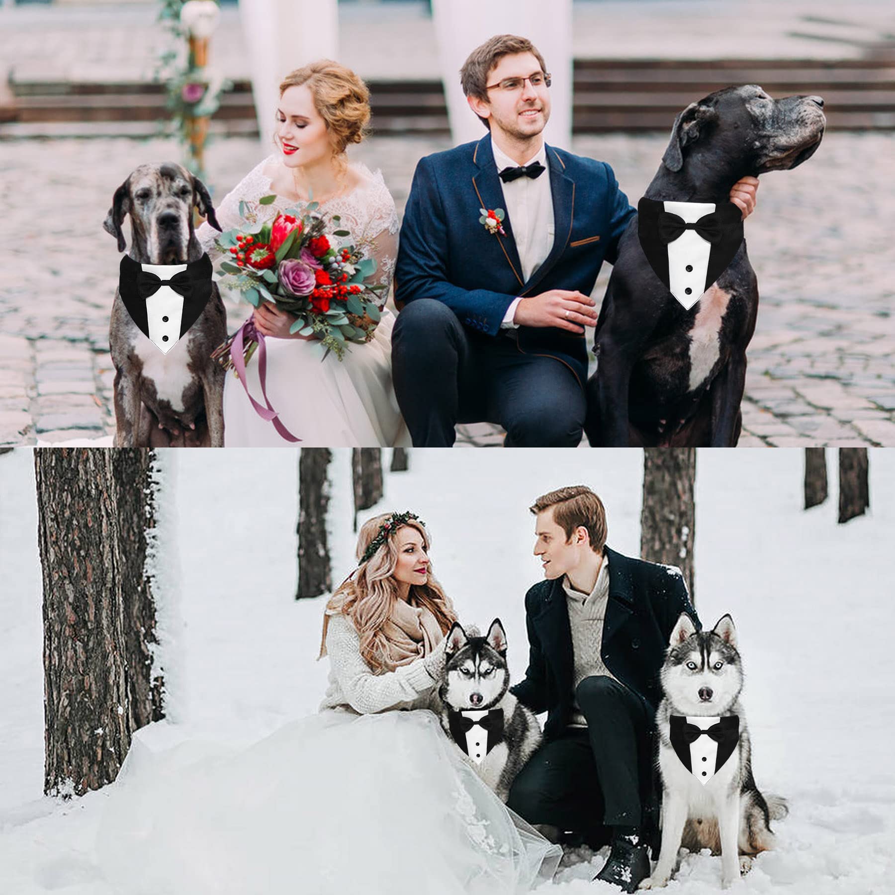 Goyoswa Dog Tuxedo Dog Suit Dog Wedding Bandana Collar With Bow Tie, Adjustable Dog Tux Formal Dog Costumes, Engagement Birthday Tuxedo For Small Medium Large Dogs Pets (Large: Neck 15”-25”)
