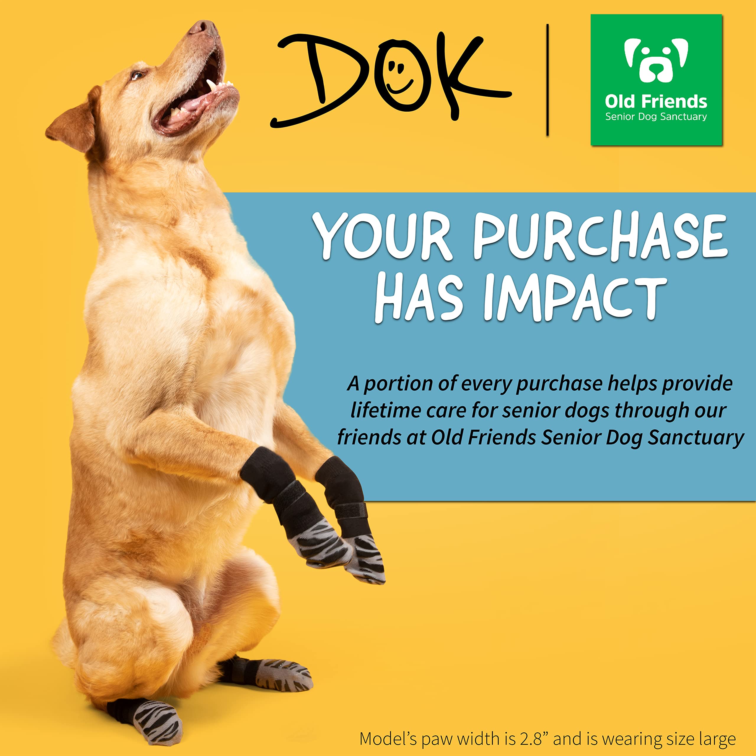 DOK TigerToes Medium Non-Slip Dog Socks - Grey, Extra-Thick Grip, Cotton, Model DOK-TT-GRY