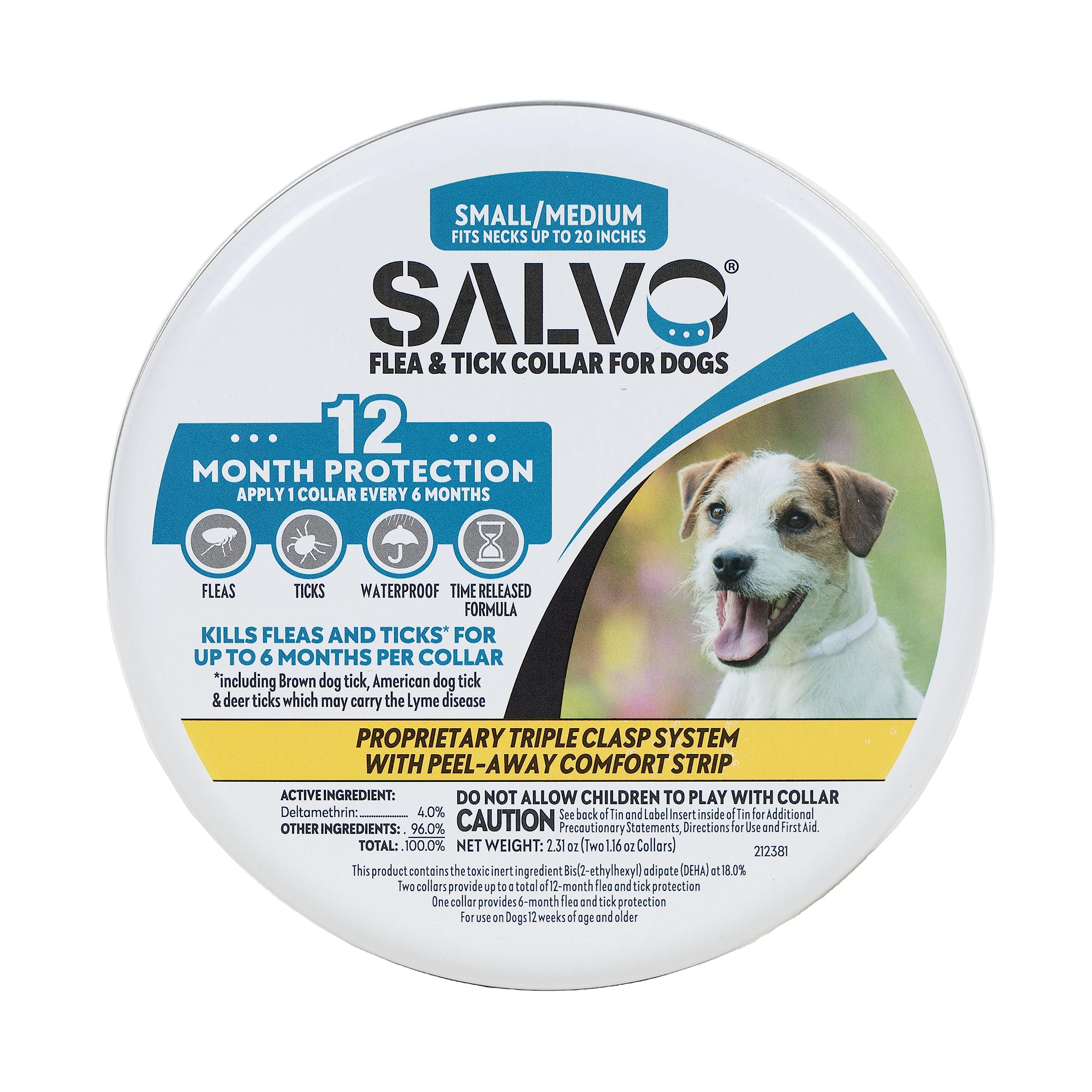 SALVO Flea and Tick Collar for Dogs - Pack of 2 for 12 Months of Protection - Flea and Tick Prevention for Dogs (Small/Medium)