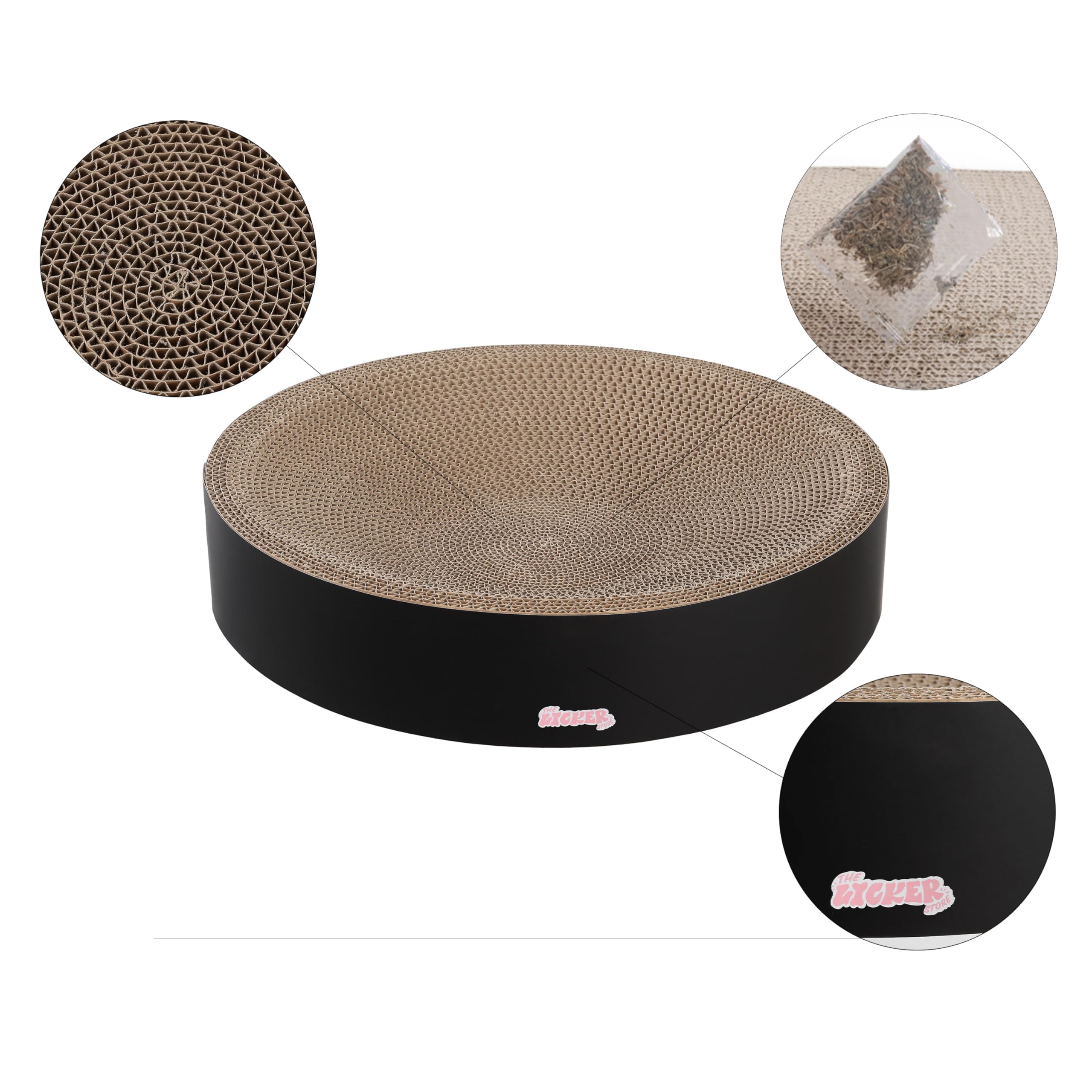 The Licker Store Csr1010H Nelson 20.13'' Modern Cardboard Round Bowl Cat Scratcher With Catnip, Ink