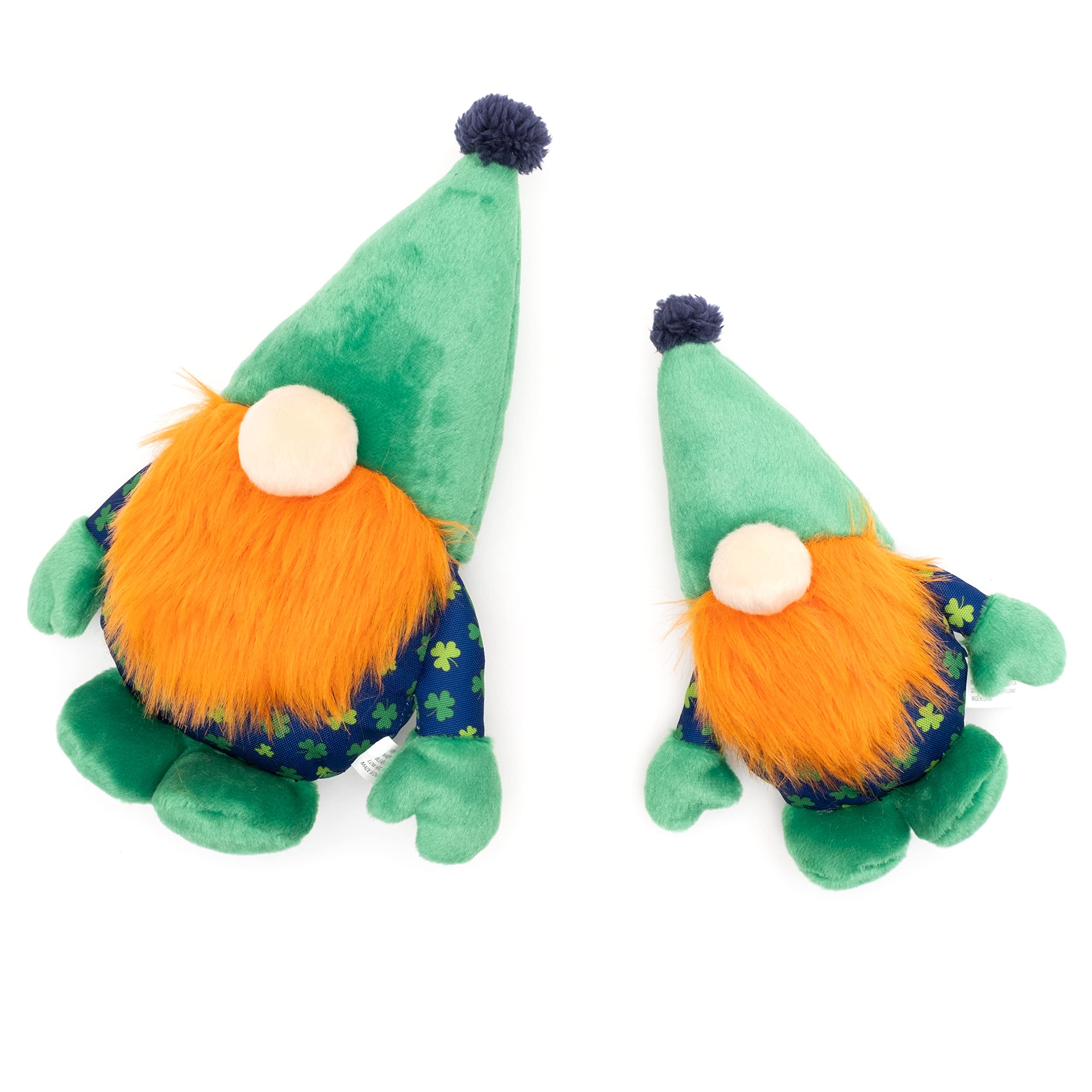 The Worthy Dog Luck O' The Irish Gnome Toy - Durable & Chomp-Resistant With Engaging Squeakers For Fun Playtime Indoors & Out