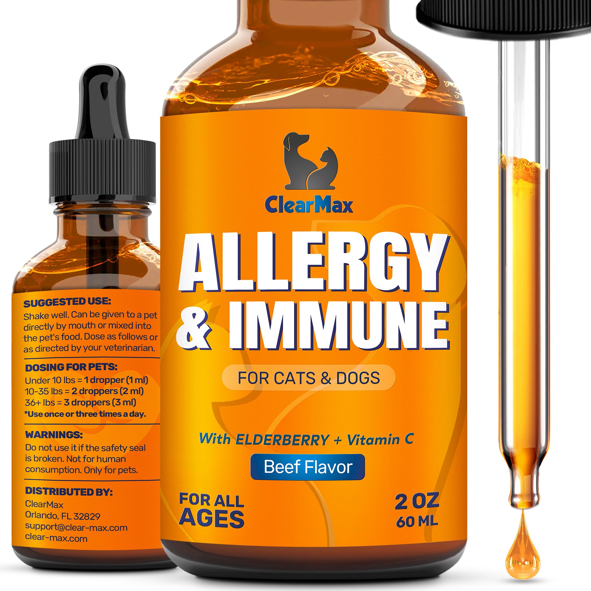 Cat Allergy - Dog Allergy - Cat and Dog Allergy Support - Cat Itching - Dog Itching Skin - Natural Ingredients - 2 Oz