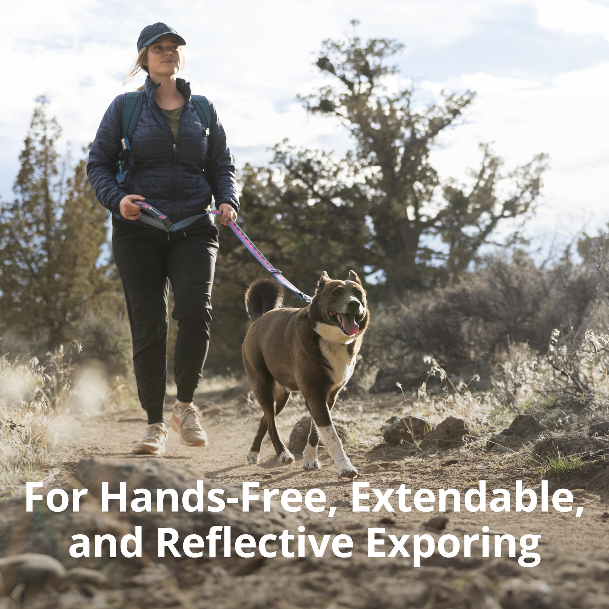 Ruffwear, Crag Ex Leash, Extendable Dog Leash, Hand-Held Or Waist-Worn Reflective Lead, Midnight Wave