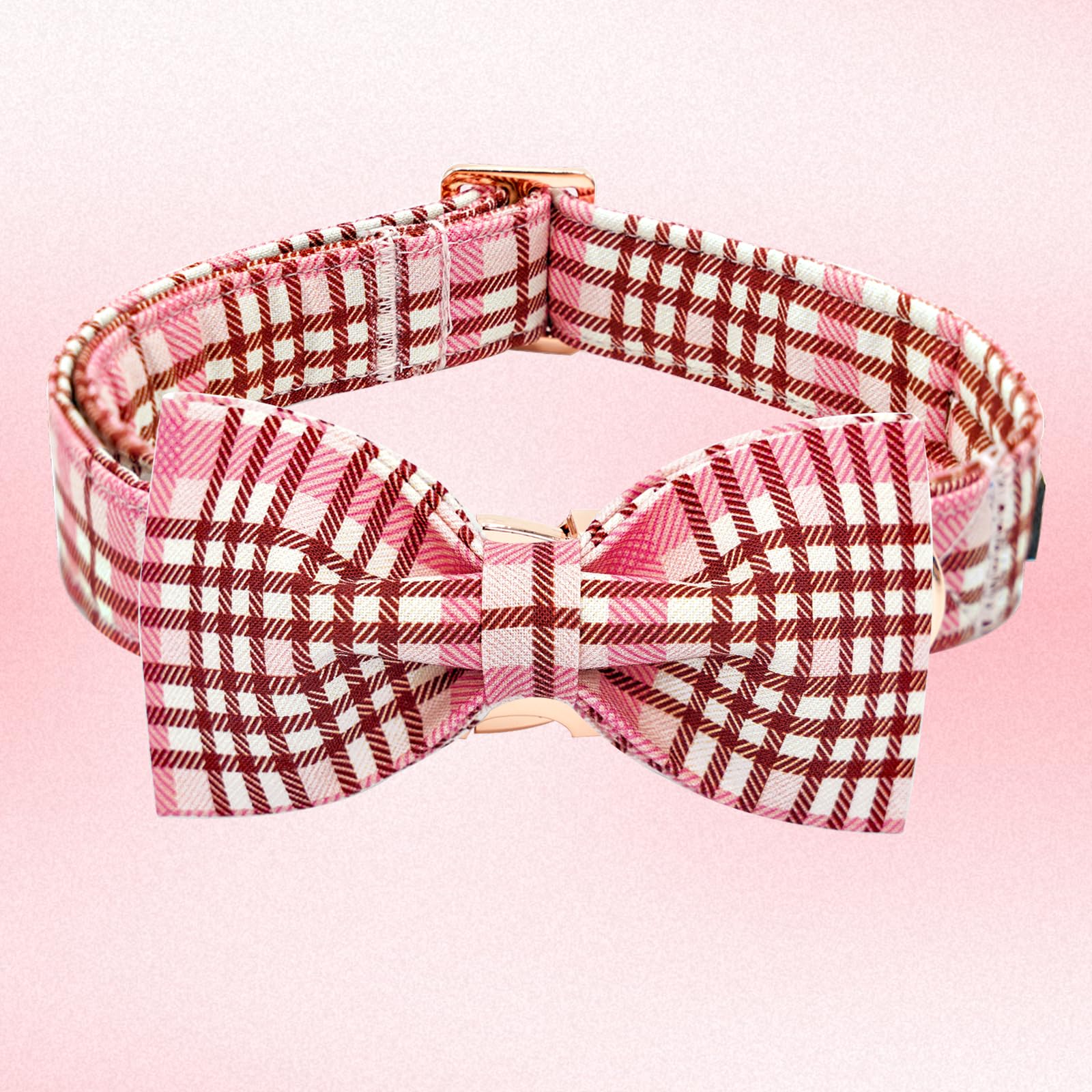 Elegant Little Tail Dog Collar- Cute Pink Dog Collar With Bow For Large Dogs, Female Adjustable Cotton Summer Pet Bow Holiday Pu