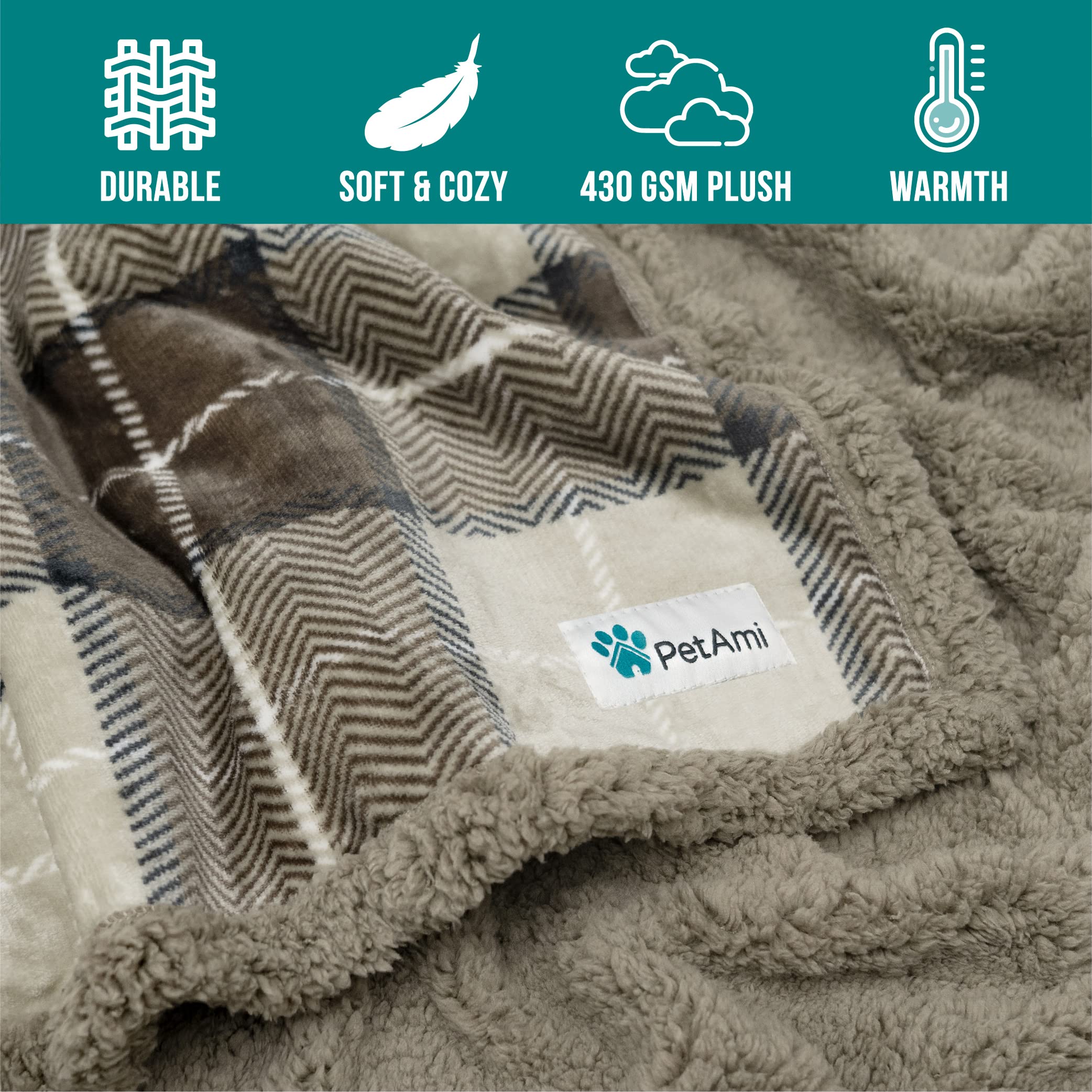 PetAmi Waterproof Dog Blanket for Medium Large Dog, Pet Puppy Blanket Couch Cover Protection, Sherpa Fleece Cat Blanket, Sofa Be