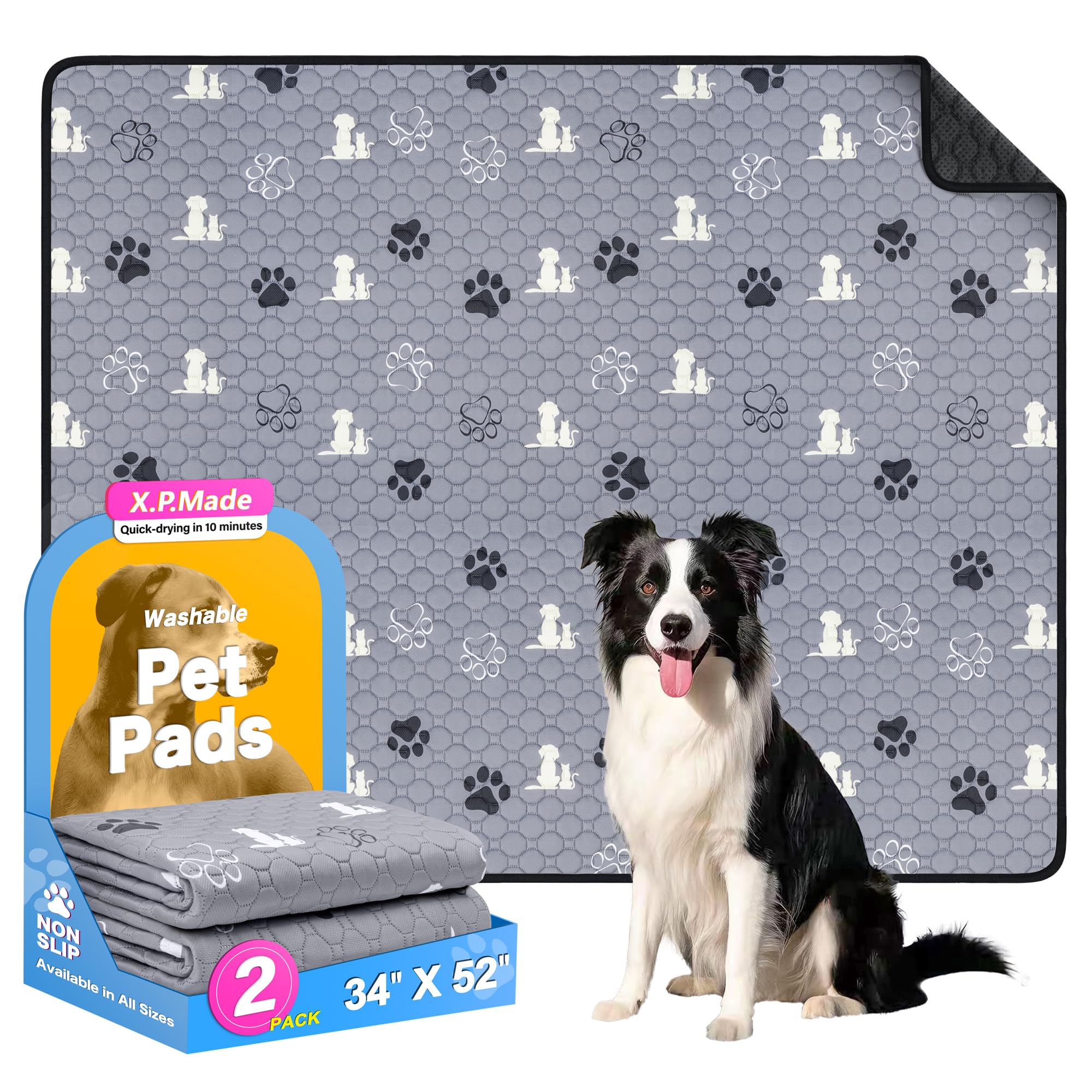Washable Pee Pads For Dogs, 2 Pack Reusable Puppy Pads, Waterproof Pet Pee Pads For Dog Potty Training, Extra Large Dog Pee Pads
