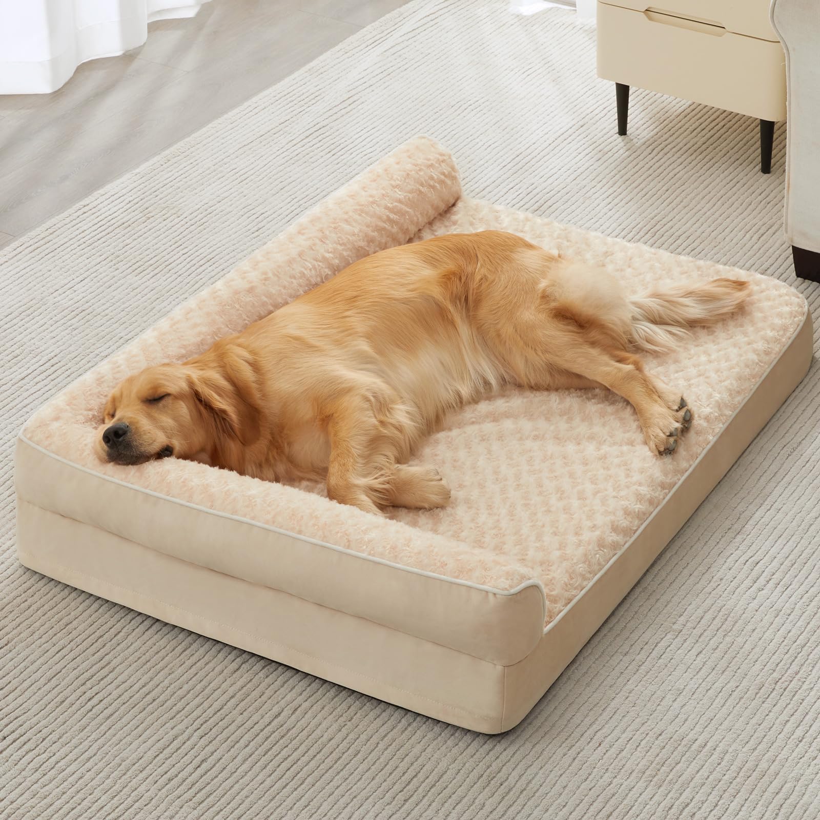 BFPETHOME Orthopedic Dog Beds for Large Dogs-Waterproof Sofa Dog Bed with Removable Washable Cover, Large Pet Bed with Waterproo