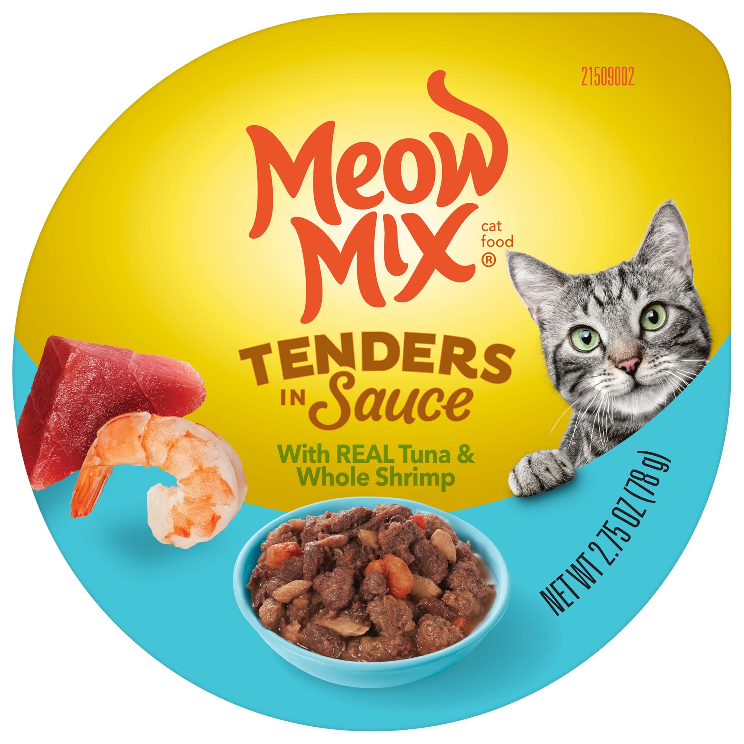 Meow Mix Tenders in Sauce Wet Cat Food, Tuna & Shrimp, 2.75 Ounce Cup (Pack of 12)