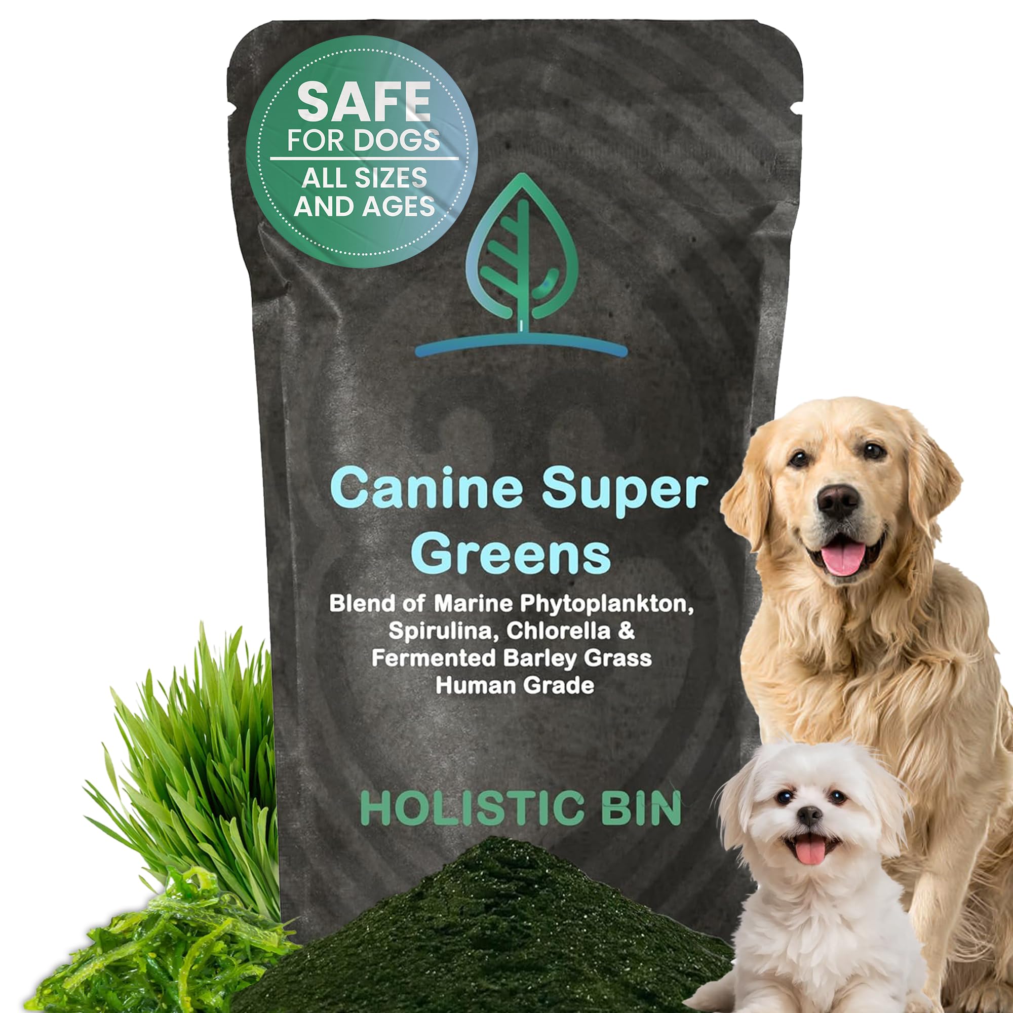 HOLISTIC BIN Canine Super Greens - Plant-Based Nutritional Dog Multivitamin - Essential Vitamins and Supplement for Dogs - Suppo