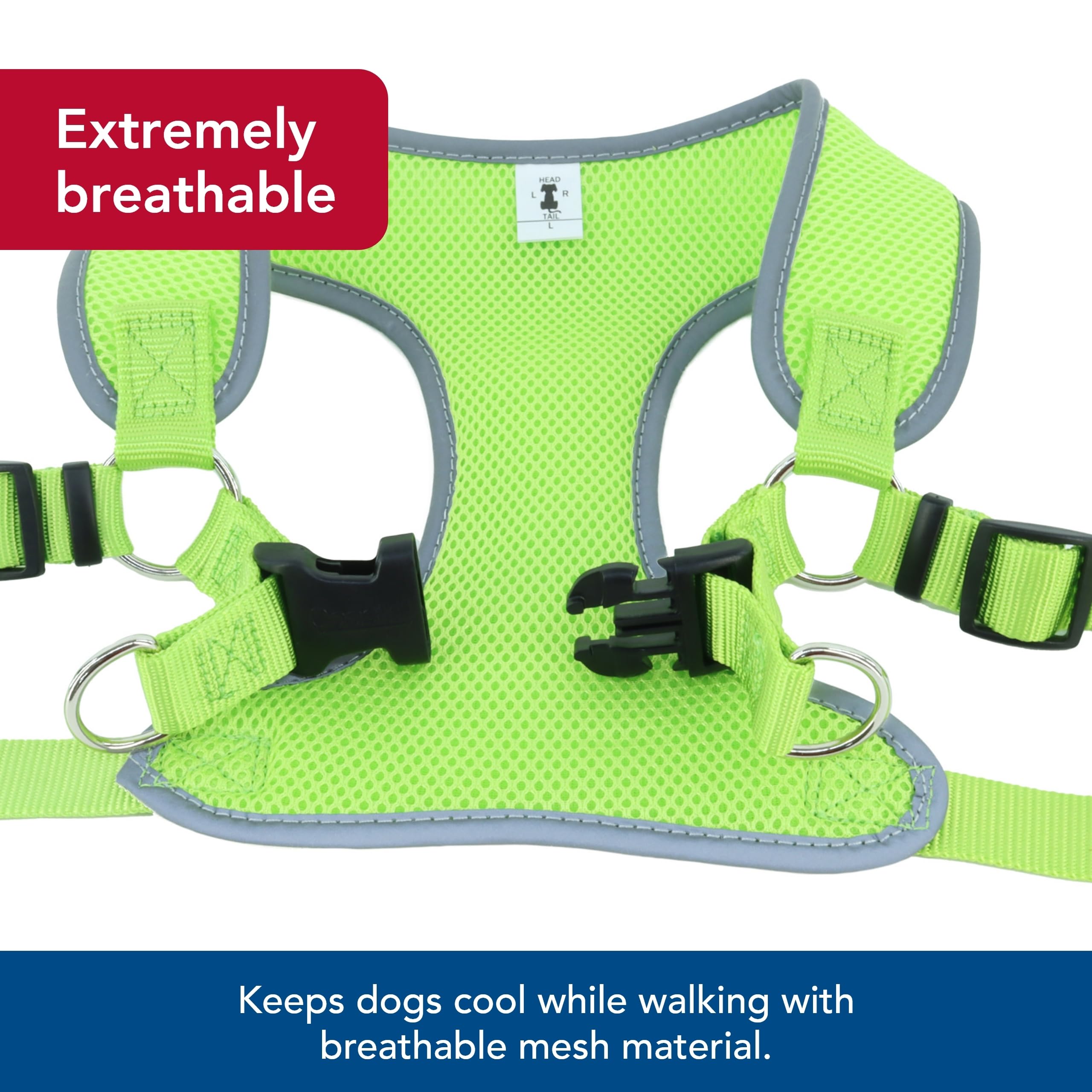Coastal Pet Comfort Soft Reflective Wrap Adjustable Dog Harness - No-Pull Dog Harness For Small & Large Dogs - Lime - 5/8'' X 19