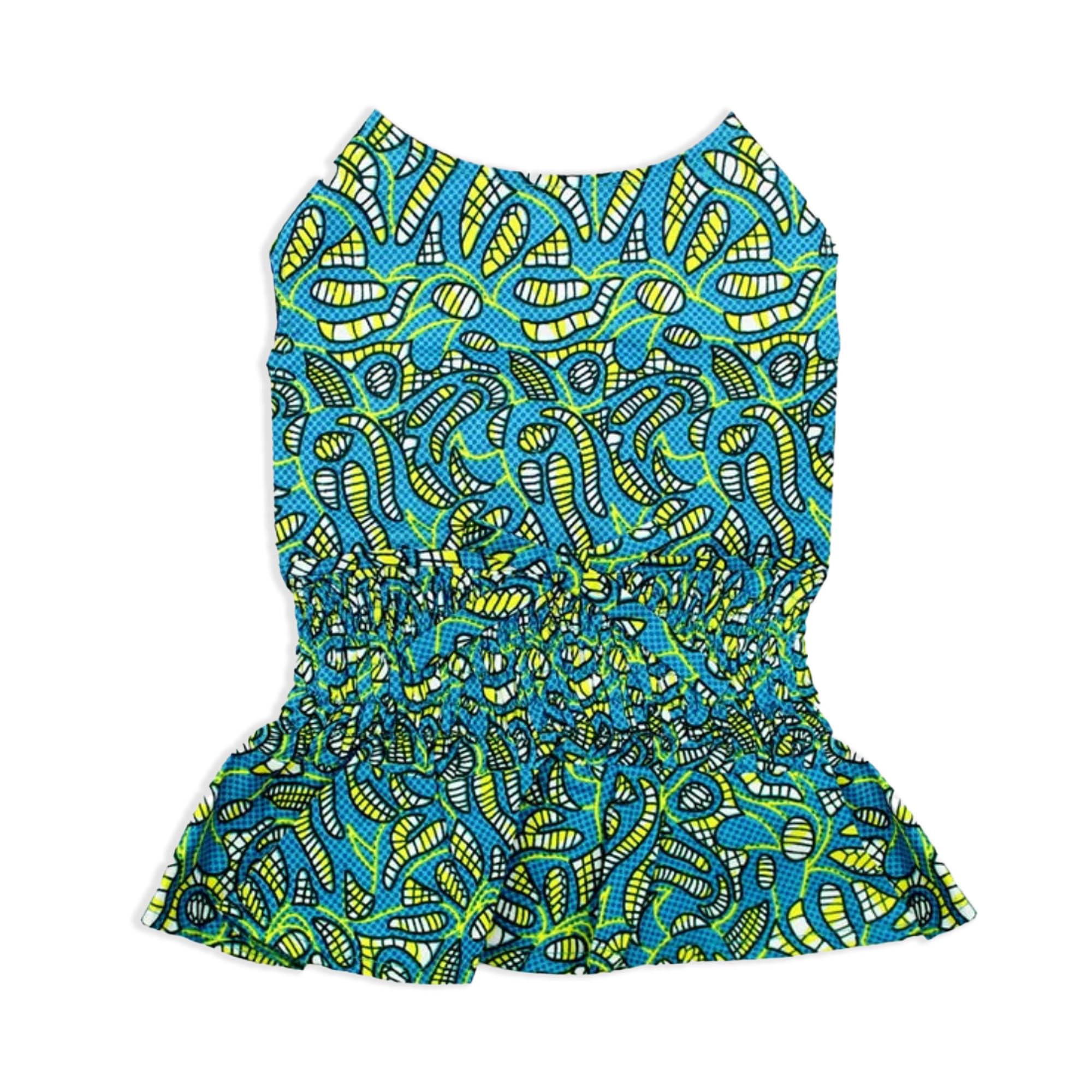 Parisian Pet Tribal Leaves Dog Dress - Summer Beach Outfit With Ruched Waist - Lightweight Puppy Clothes For Large Dogs Girl 2Xl