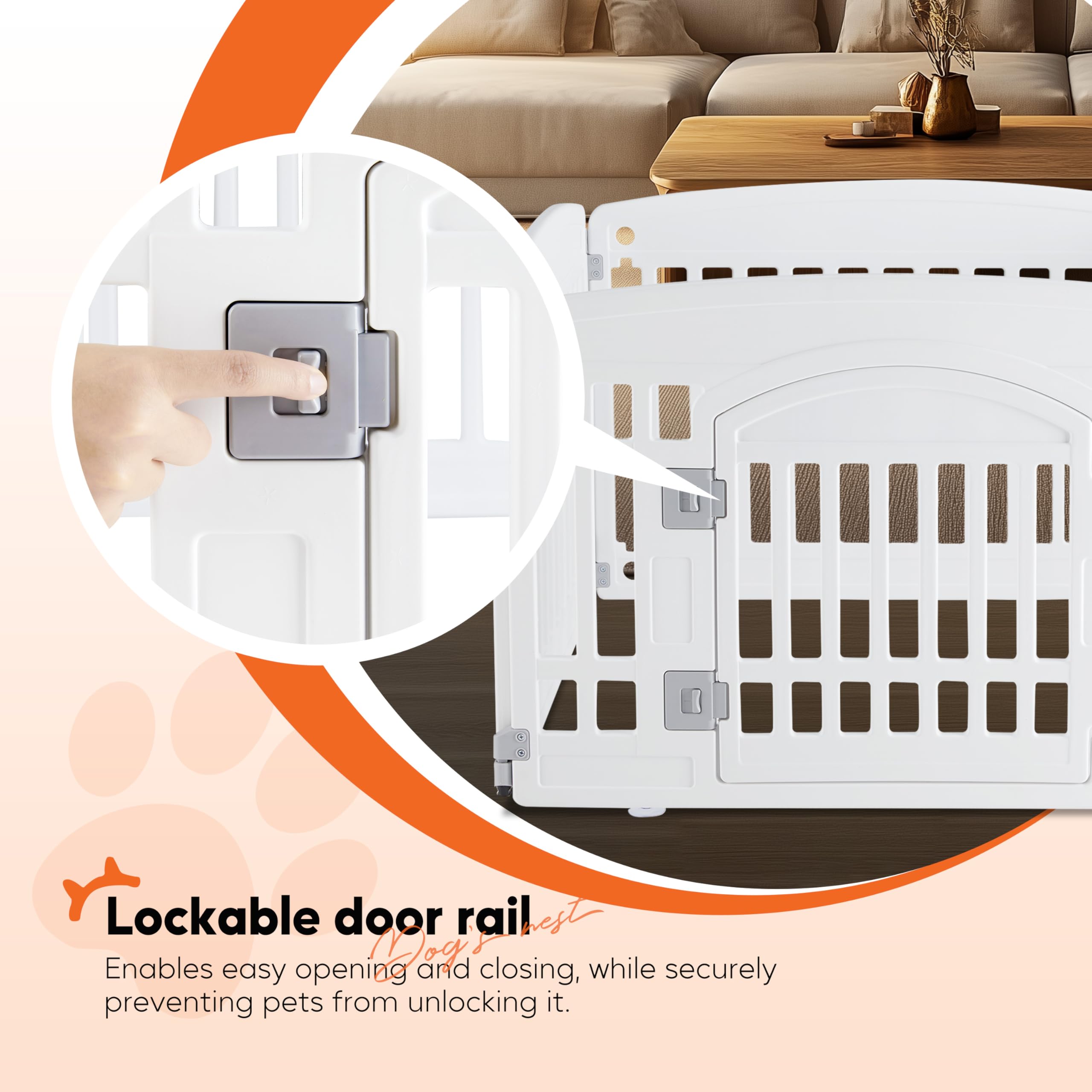 HealSmart 4 Panel Plastic Dog Playpen, 24" Folding & Portable, White - Ideal for Small to Medium Dogs, Indoor & Outdoor Use