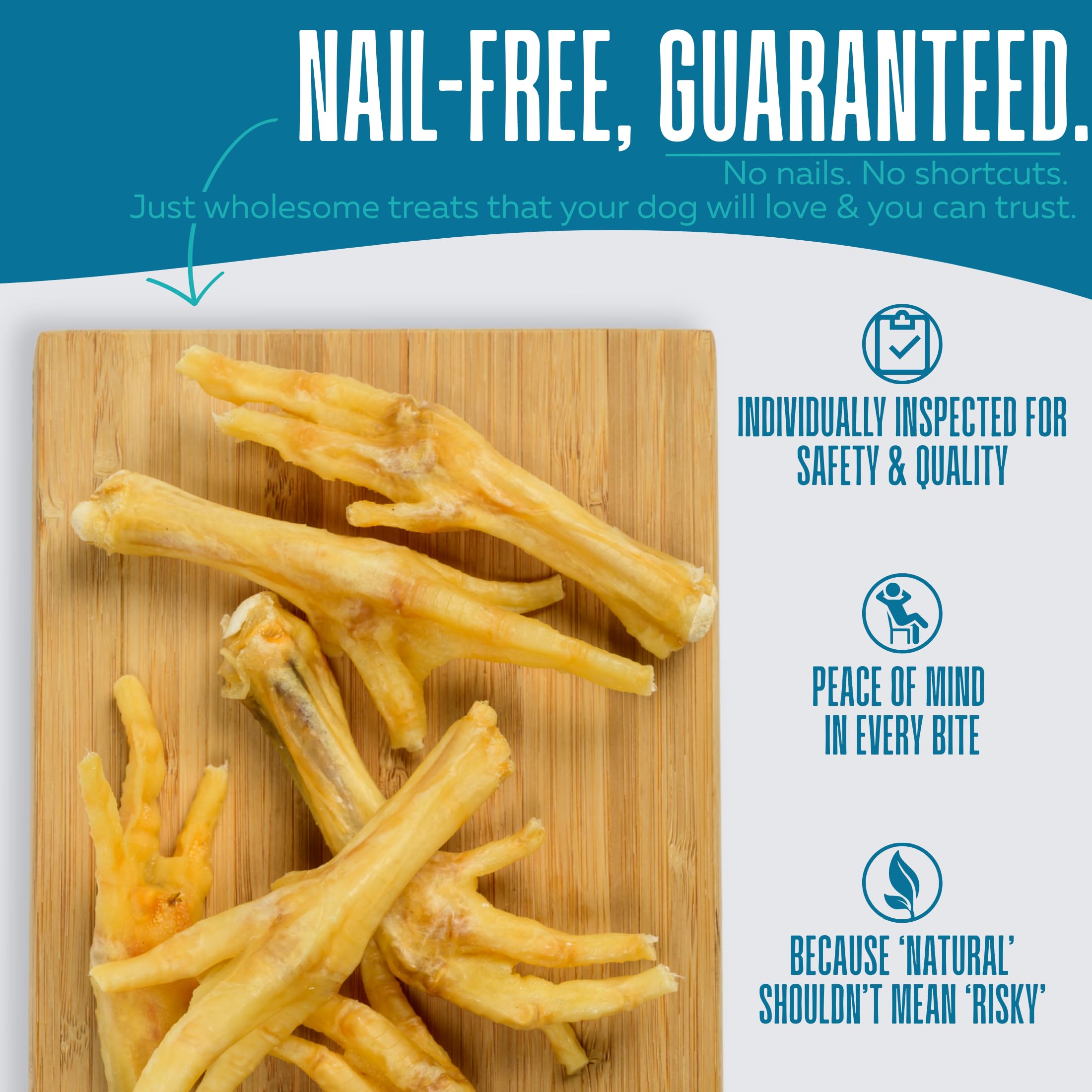 Big Lu - Nail-Free Chicken Feet Dog Chews, 100% Natural Single-Ingredient Treats, Rawhide-Free, Long-Lasting, Rich in Glucosamin