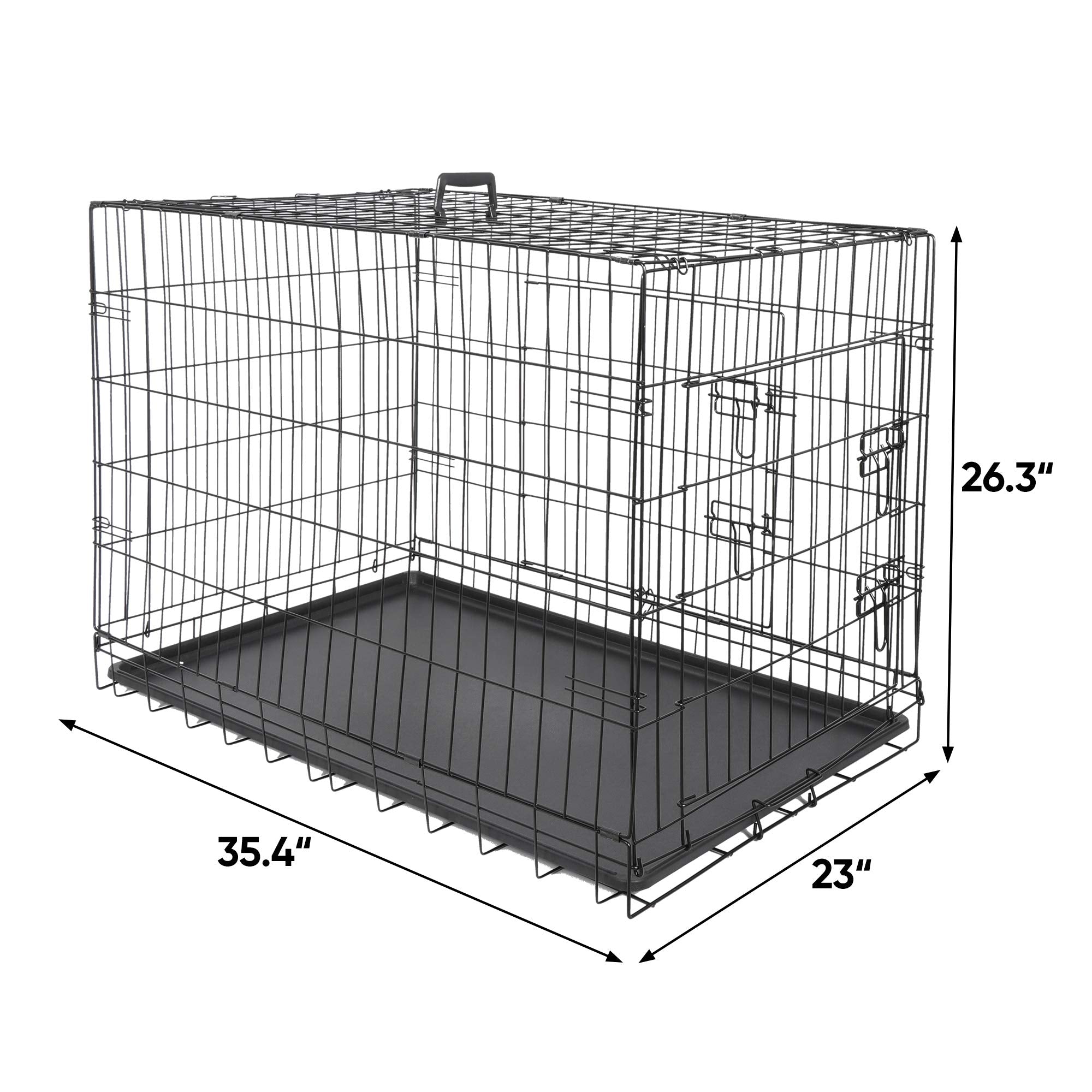 Zeny 30/36/42 Inch Dog Crate Double Door Folding Metal Dog Or Pet Crate Kennel With Tray And Handle
