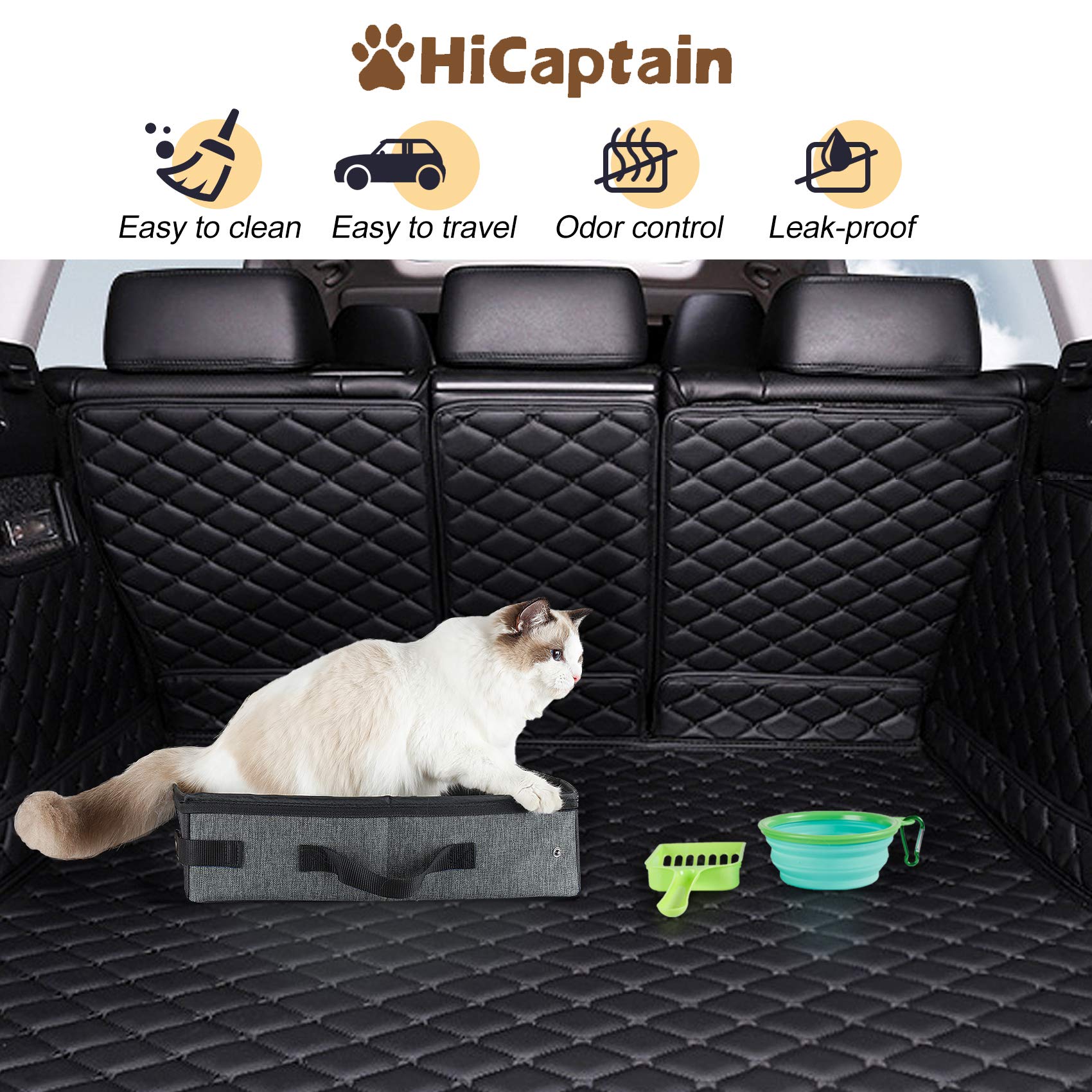 Hicaptain Portable Litter Box For Cats, Cat Travel Litter Box With Lid And Handle Standard Portable Collapsible Litter Carrier For Cat (M,Black/Gray)