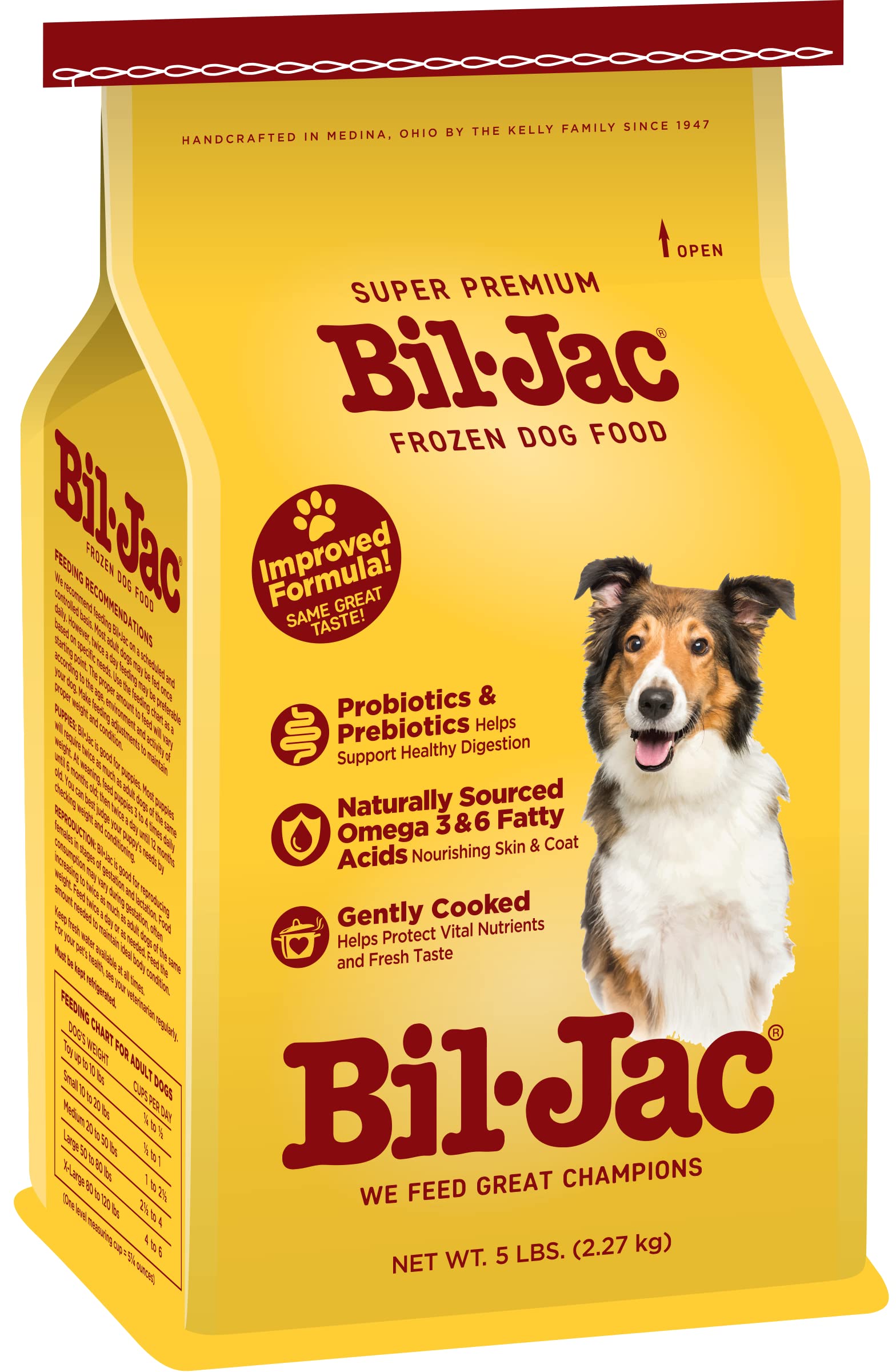 BilJac Frozen Dog Food  5lb Bag (Pack of 4)  Real Chicken 1st Ingredient, Small or Large Breed, Puppy or Adult  Super Premiu