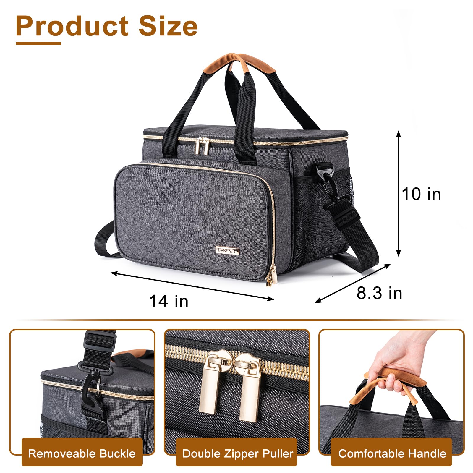 Babeyer Dog Grooming Vacuum Bag, Pet Grooming Kit Bag Perfect For Dog Hair Vacuum & Grooming Tool Kit Accessories- Grey