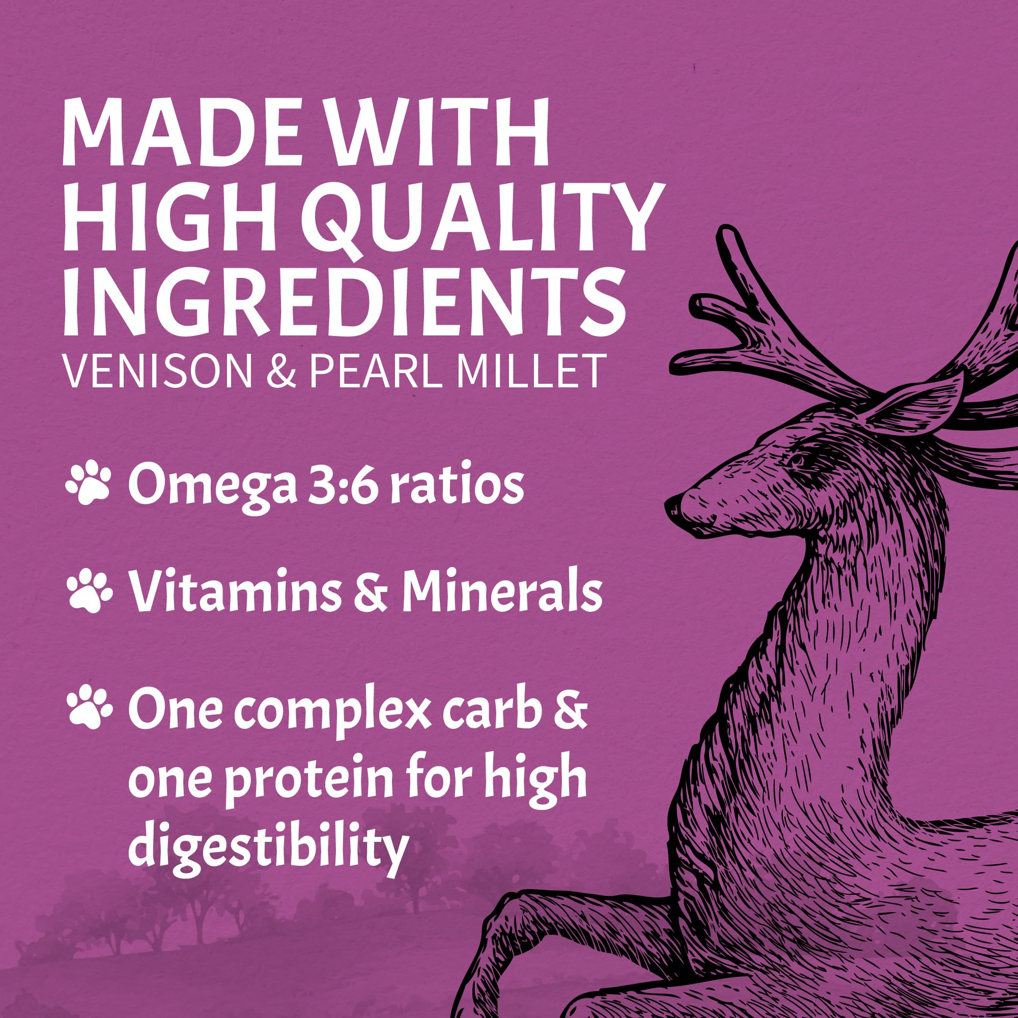 Canine Caviar - Leaping Spirit: Venison & Pearl Millet Alkaline Dry Dog Food, Limited Ingredients, Gluten-Free, Based on Science