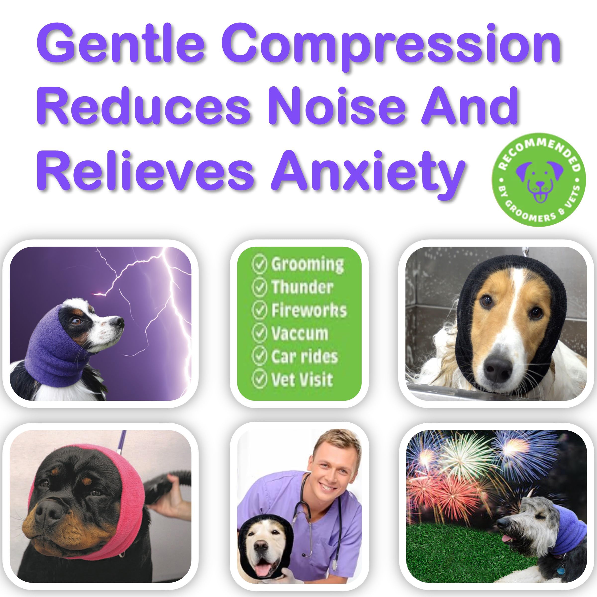 Happy Hoodie The Original Dog & Cat Calming Band, Anxiety Relief/Noise Protection-Grooming-Thunder-Fireworks (Xs, Black)