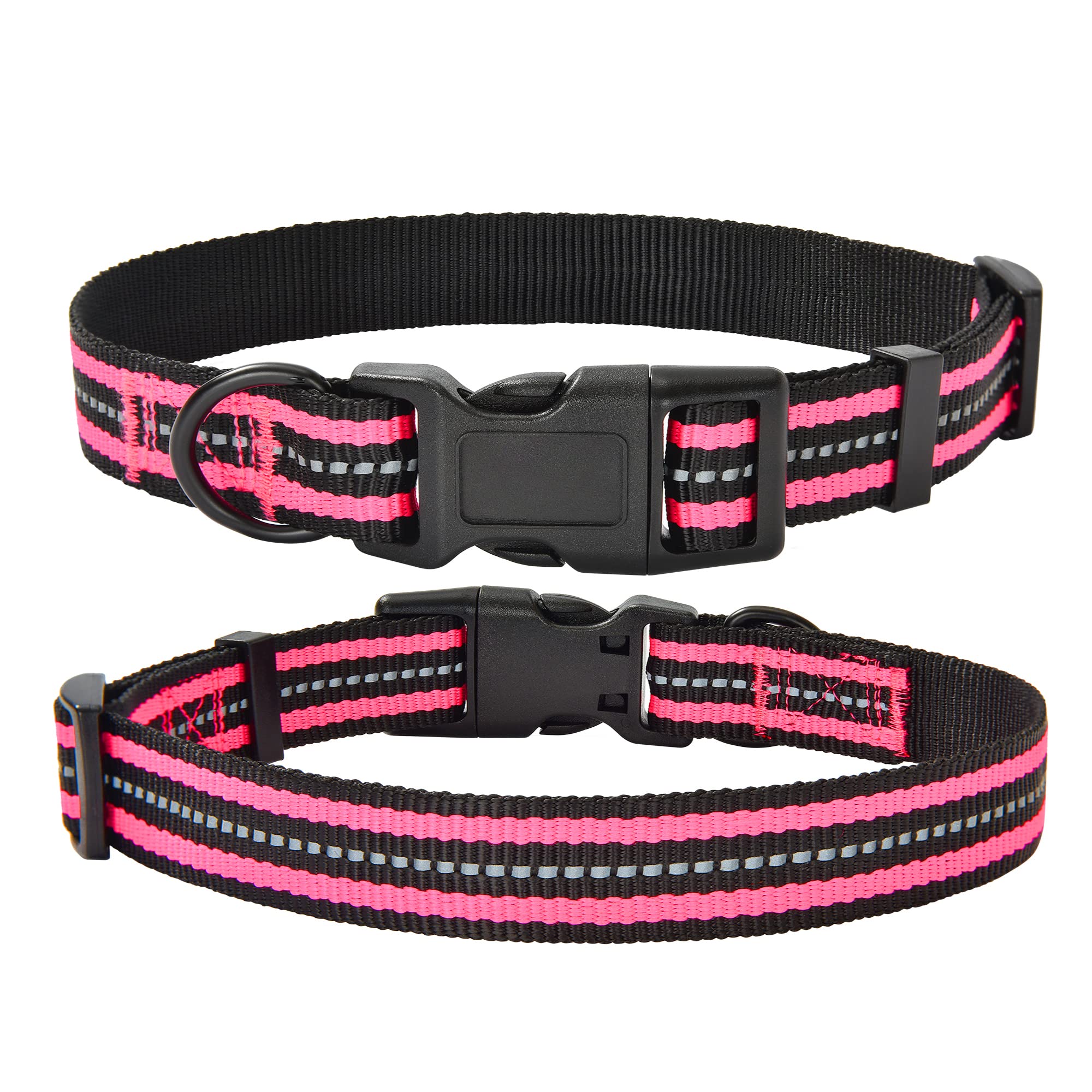 Mile High Life Reflective Dog Collar | Nylon Pet Collars Wiith Buckle | Light Weight Puppy Collars | Pink Dog Collars For Small 