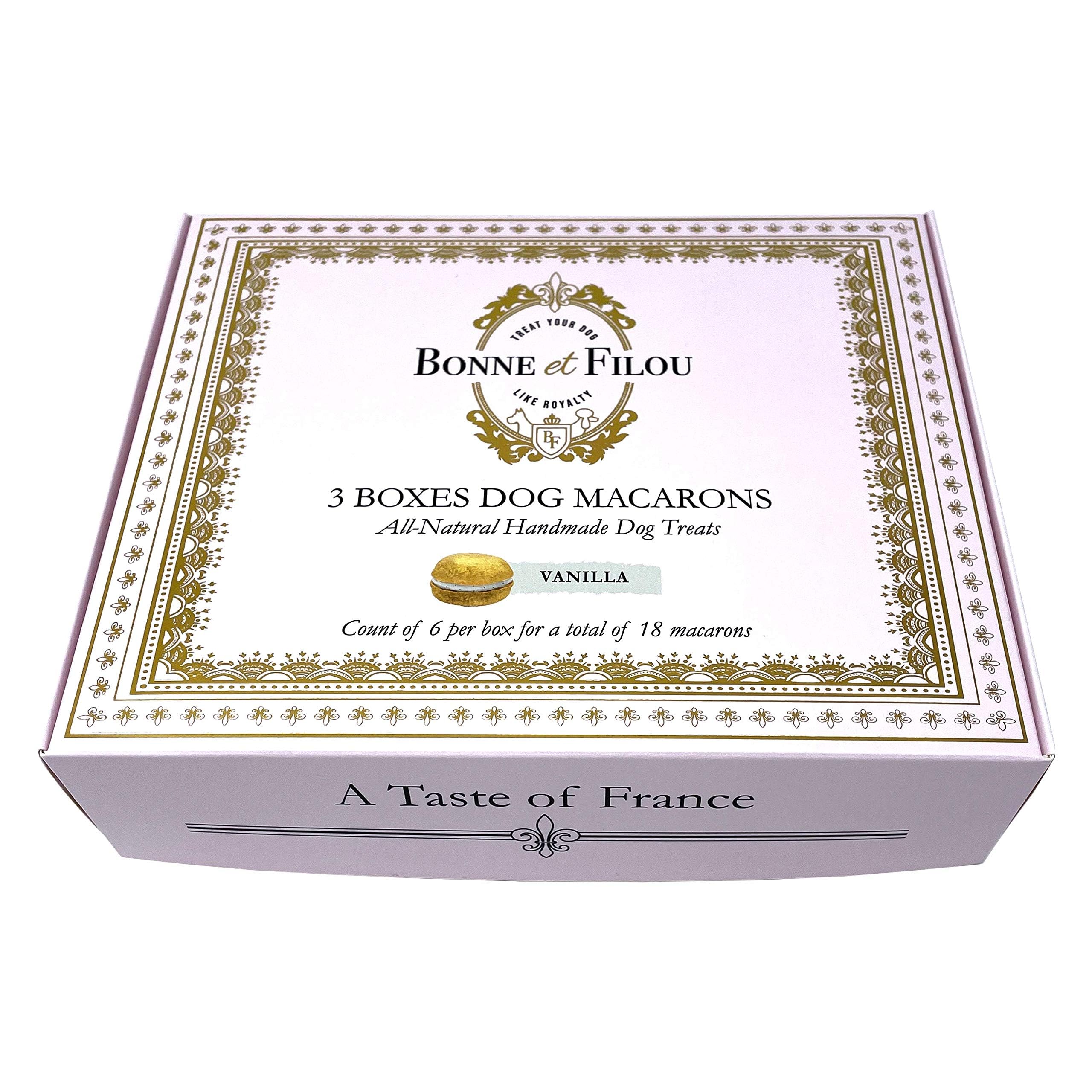 Bonne et Filou Dog Treats Vanilla Cupcakes, Dog Birthday Gift for Medium to Large Breed - Gourmet Macaron Cakes, 18 Count Bulk P
