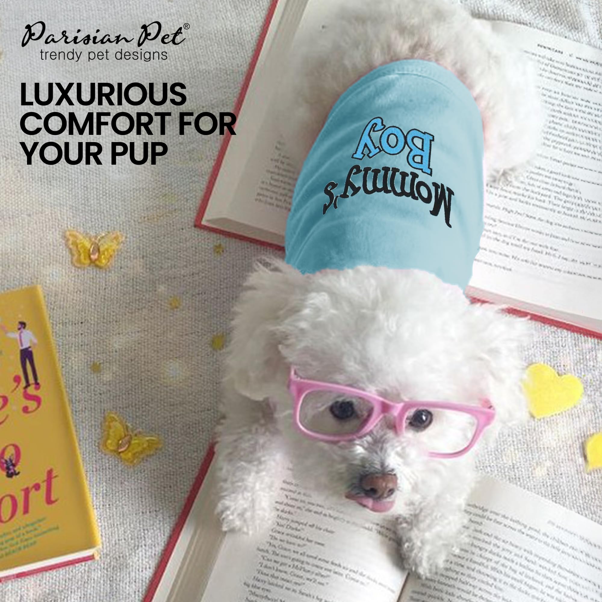 Parisian Pet Dog T-Shirt With Embroidered 'Mommy’S Boy' Words - 100% Cotton Boy Dog Clothes - Breathable Mamas Boy Dog Shirt - Machine Washable Dog Shirt For Large Dogs, Xl