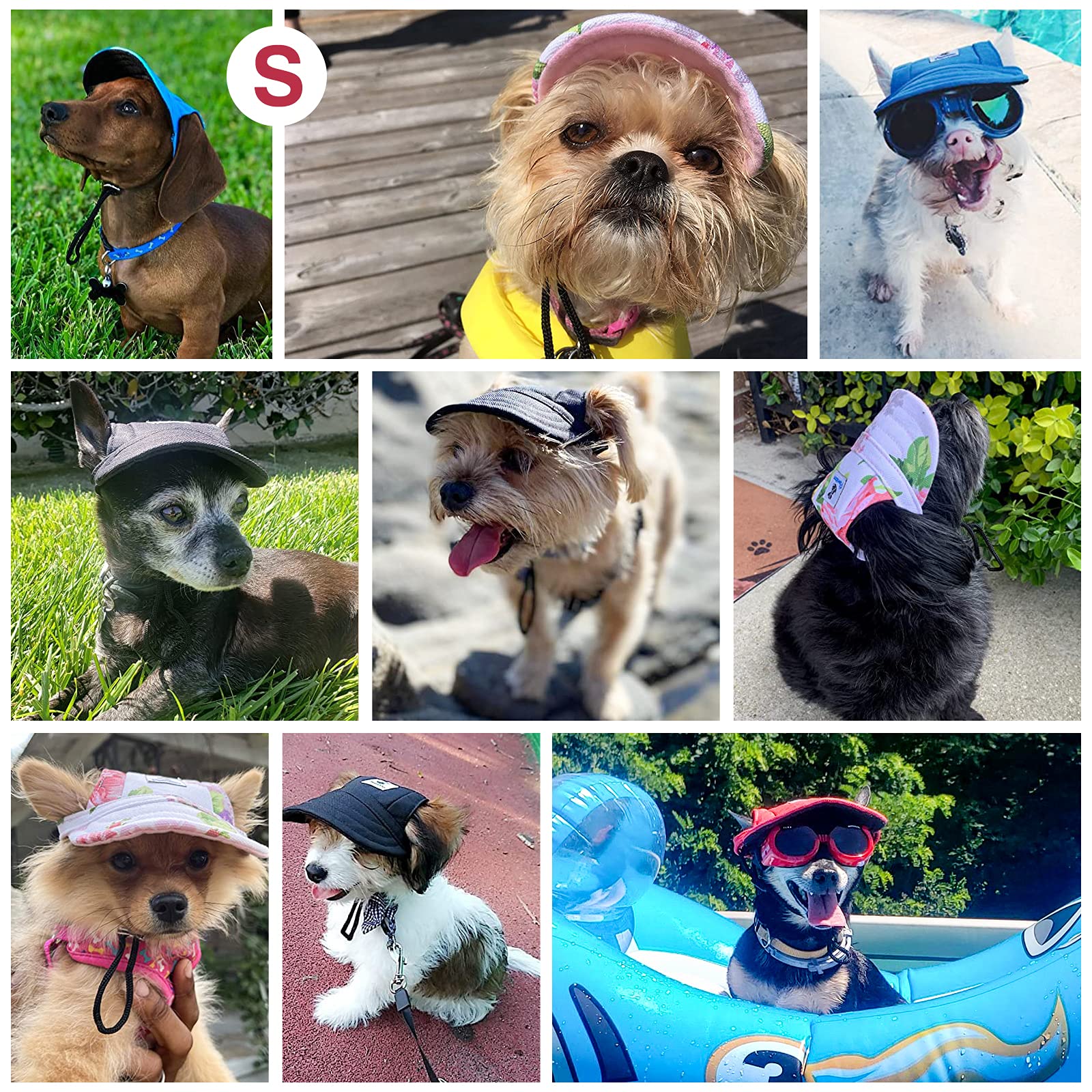Pawaboo Dog Baseball Cap, Adjustable Dog Outdoor Sport Sun Protection Baseball Hat Cap Visor Sunbonnet Outfit With Ear Holes For Puppy Small Dogs, Medium, Yellow