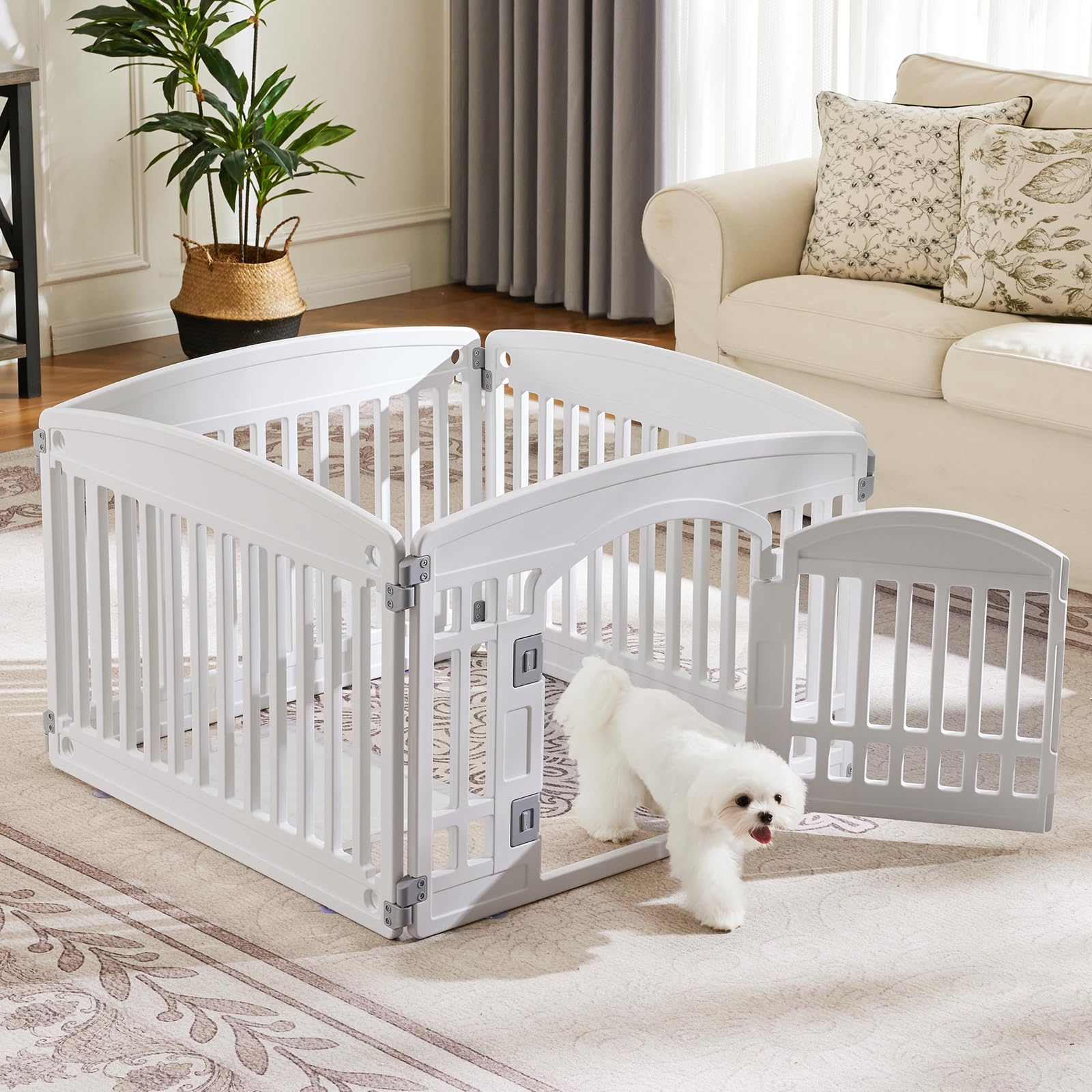 Smug Dog Playpen 4-Panel 24'' | Safe & Secure Indoor/Outdoor Pet Fence | Folding & Portable | 35 X 35 X 24In, Ideal For Small To