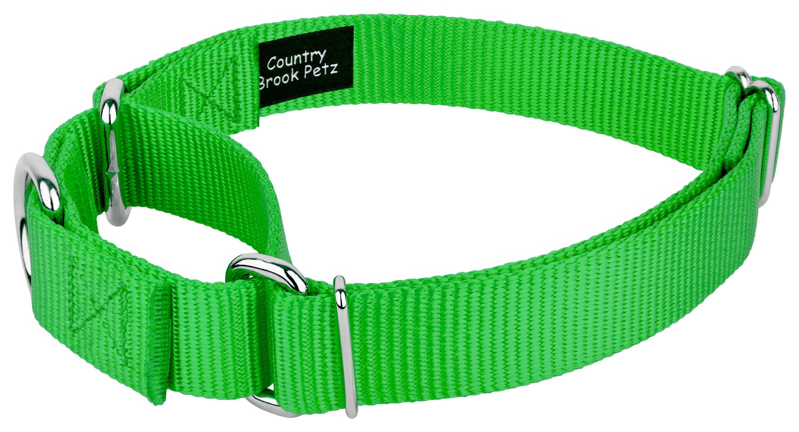 Country Brook Design - Hot Lime Green Martingale Heavy Duty Nylon Dog Collar - 21 Vibrant Color Options (3/4 Inch Width, Small)
