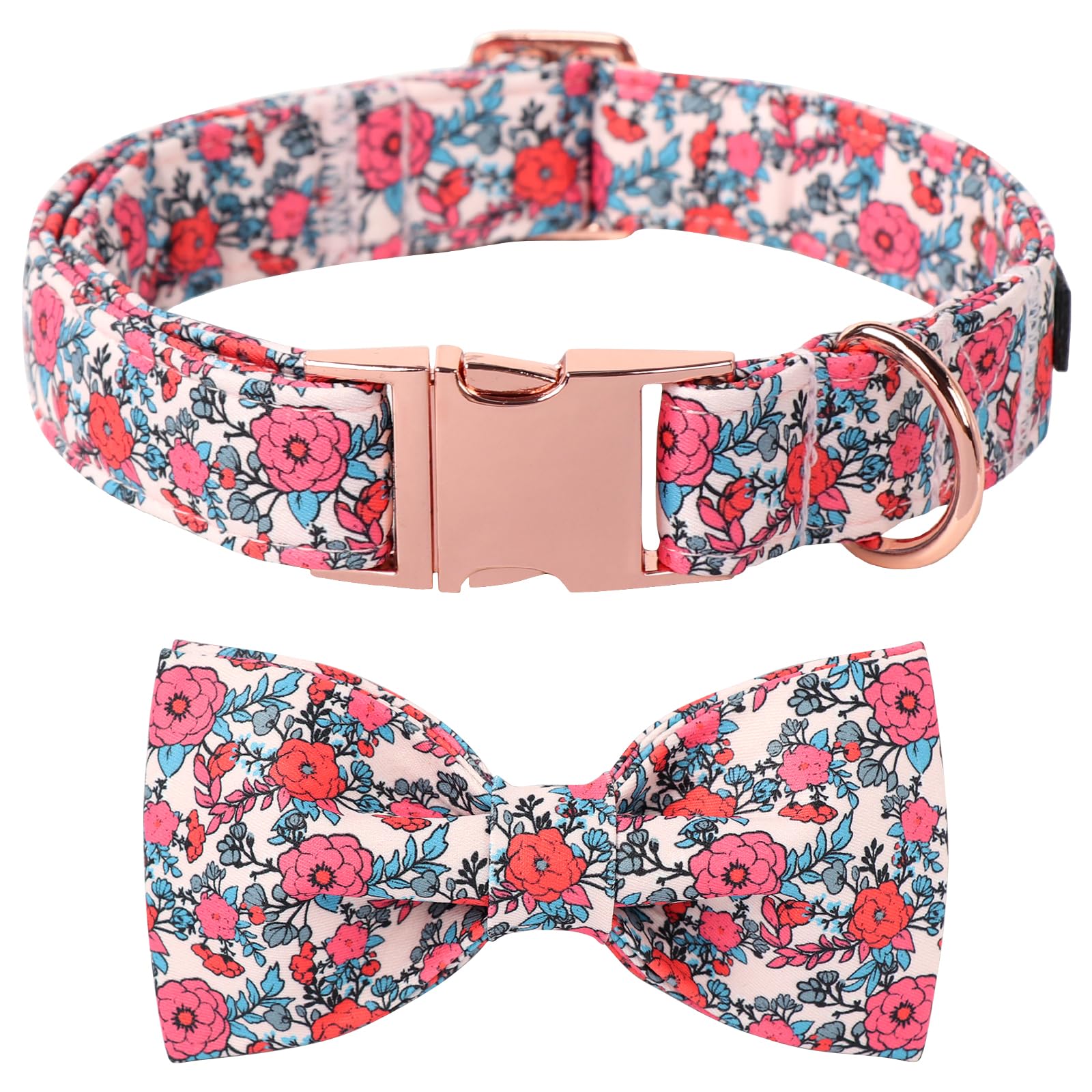 Lionet Paws Pink Flower Dog Collar, Cute Spring Dog Collar For Girl For Medium Dogs, Adjustable Cotton Flower Pet Collars For Sm