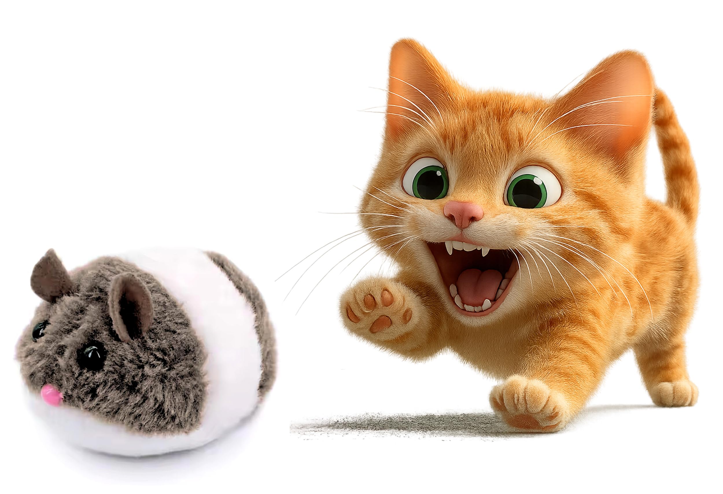 Rvpaws Pulling Mouse Sound For Kitten | Vibrating Drawstring Mouse Cat Catching Mouse Toy | Funny Mouse Plush Cat Toy Jumping Mo