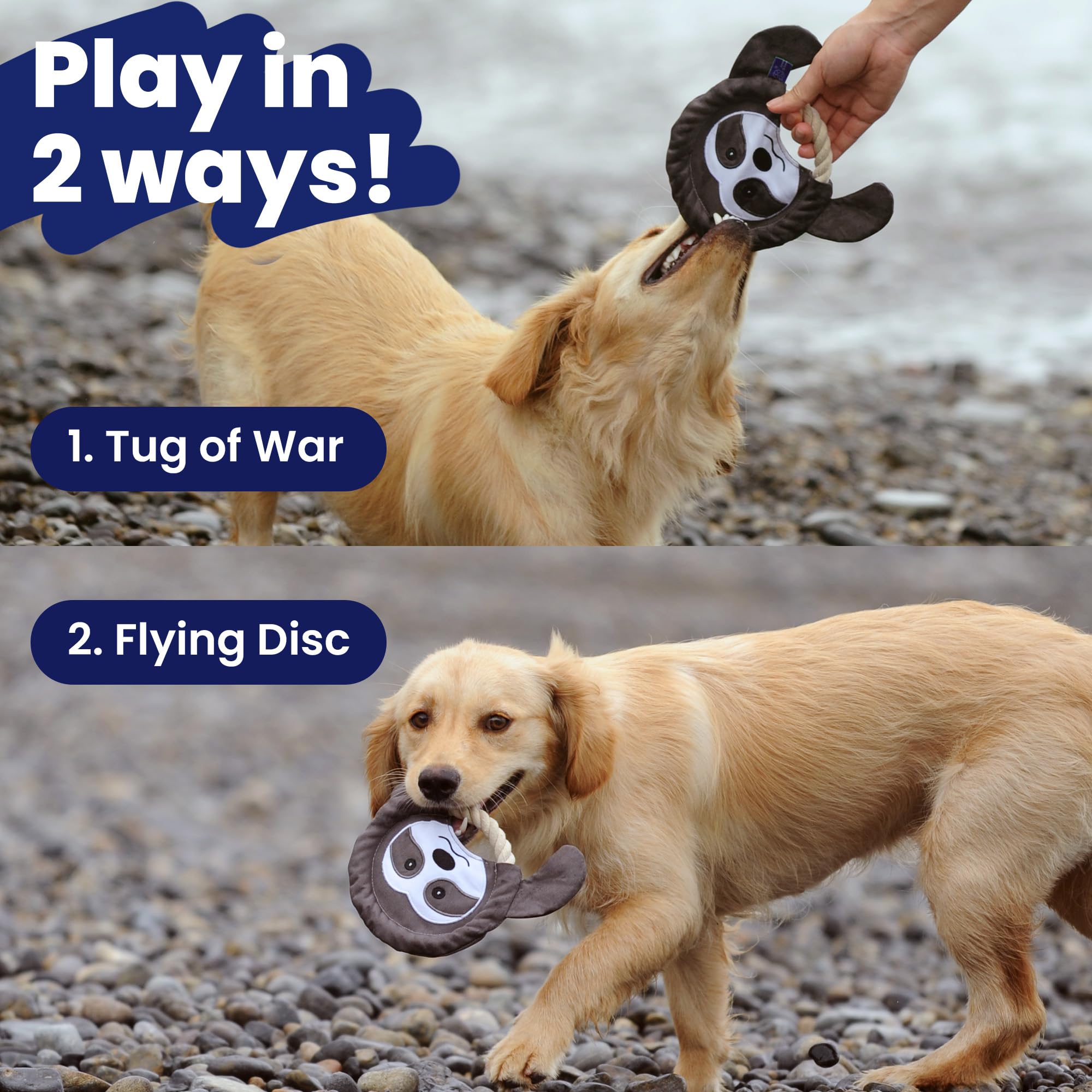 Pawspik Flying Disc Tug-Of-War Toy, Eco-Friendly Recycled Material, Squeaker Toy For Medium And Large Dogs, For Throwing & Fetch