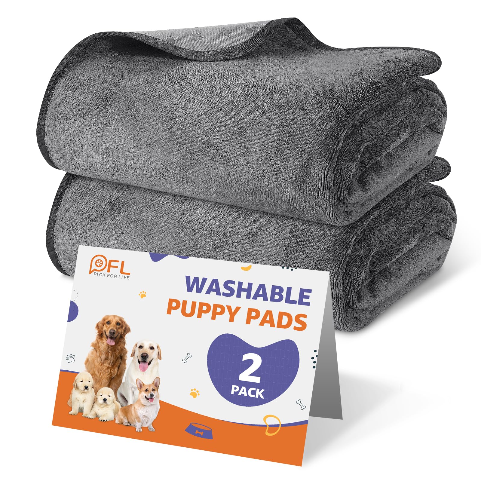 Washable Dog Pee Pads 36X36 2Pack Reusable Puppy Pads, Absorb Dog Mats Non-Slip Puppy Training Pads For Whelping, Potty, Trainin