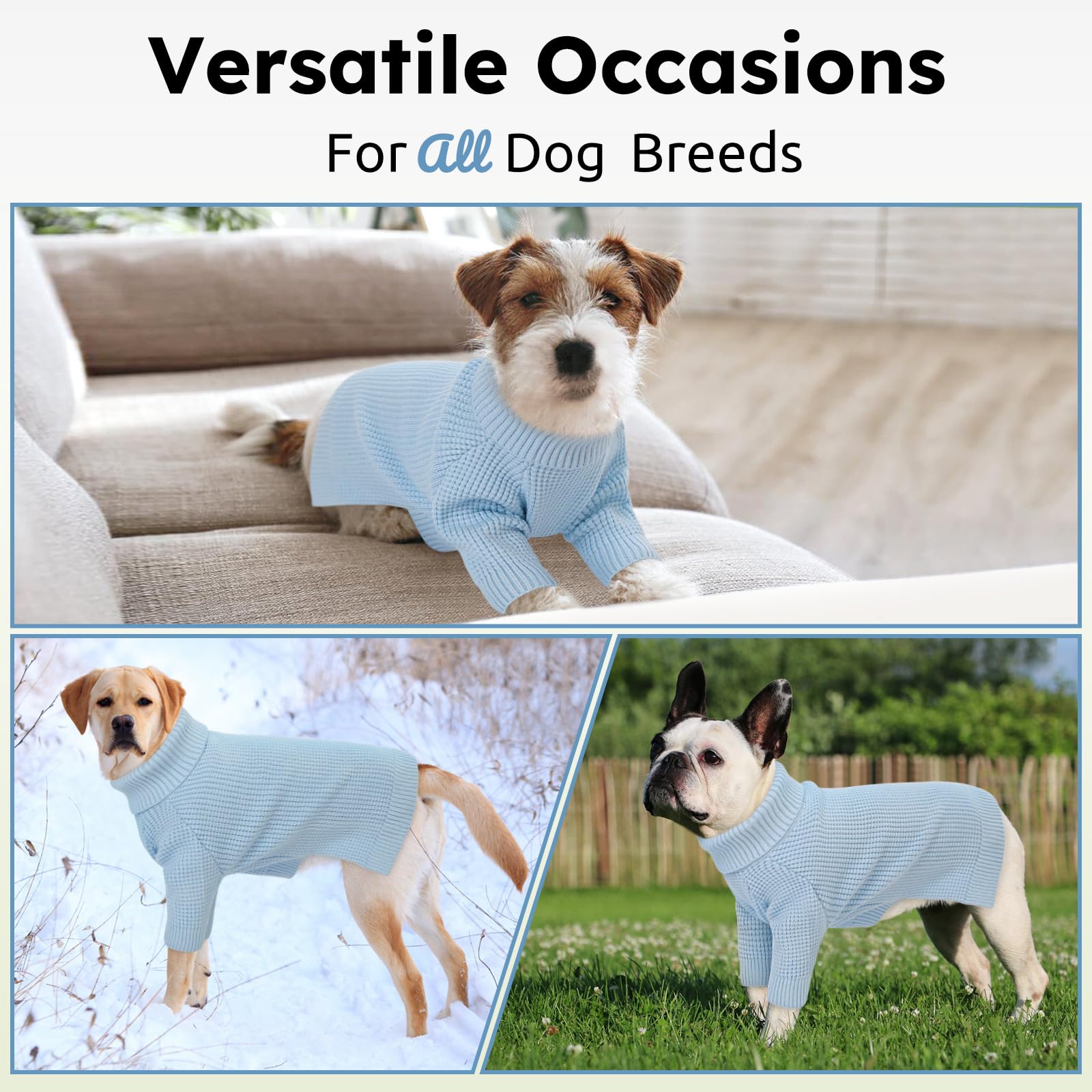 Queenmore Dog Sweater For Large Breeds, Dog Christmas Sweater,Turtleneck Knitted Pullover Xmas Pet Clothes Sweatshirt, Long Slee