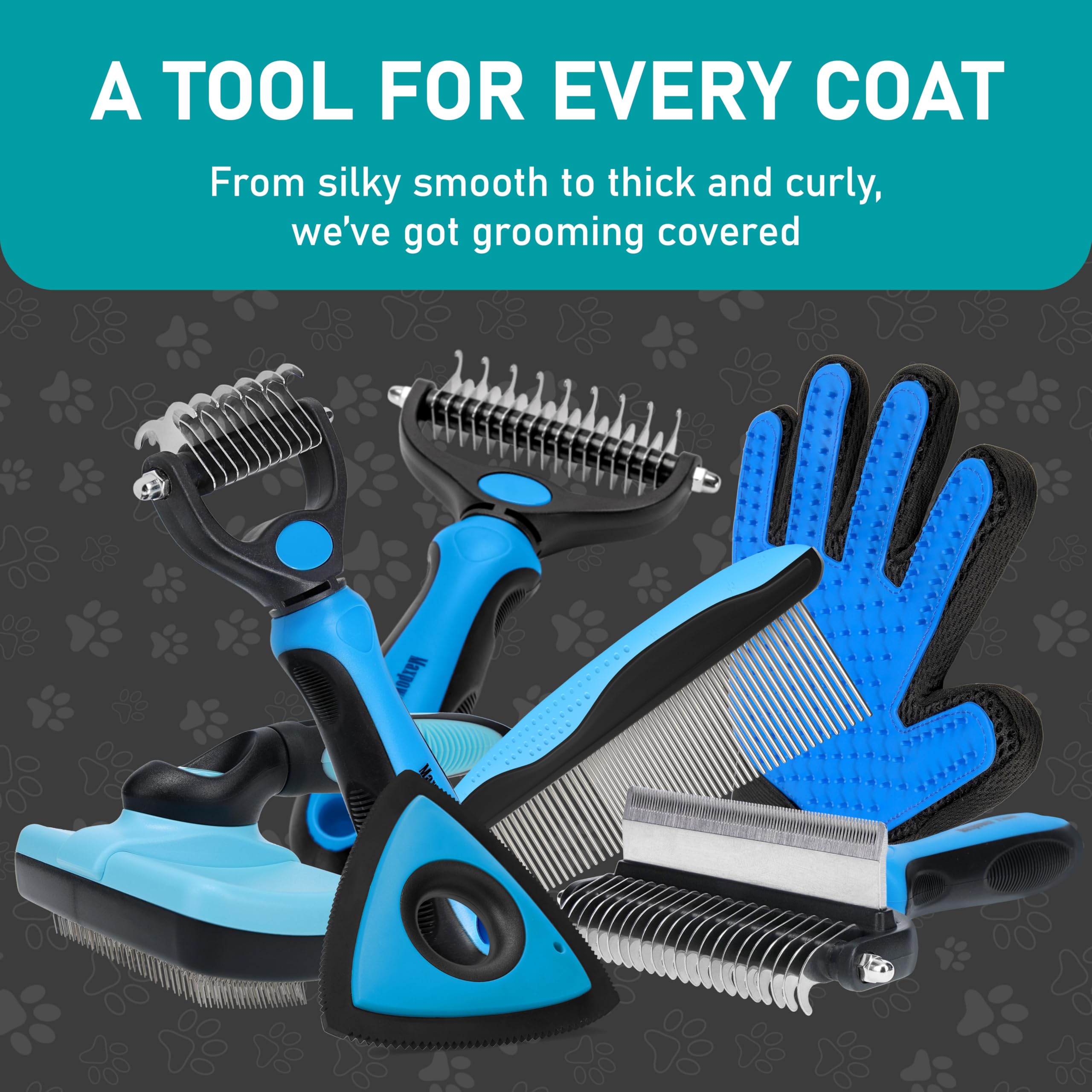 Maxpower Planet Pet Grooming Brush - Double Sided Shedding Rake, Large, Rubber, B1 - Rake, Gloves & Comb for Dogs and Cats