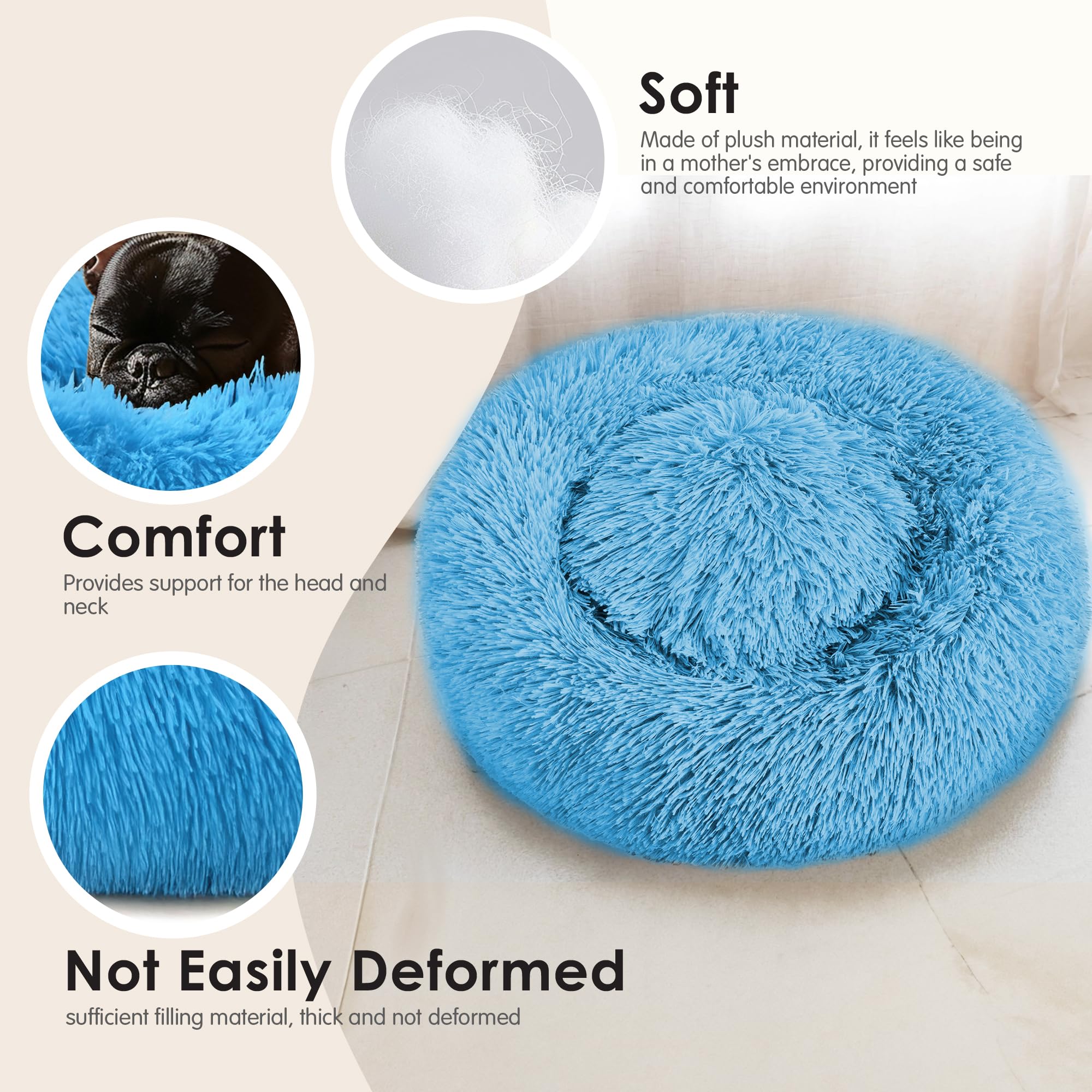 Dog Beds Large Sized Dog and Cats, 32in Pet Beds for Large Pet, Washable Indestructible Extra Large Dog Bed (Light Blue)