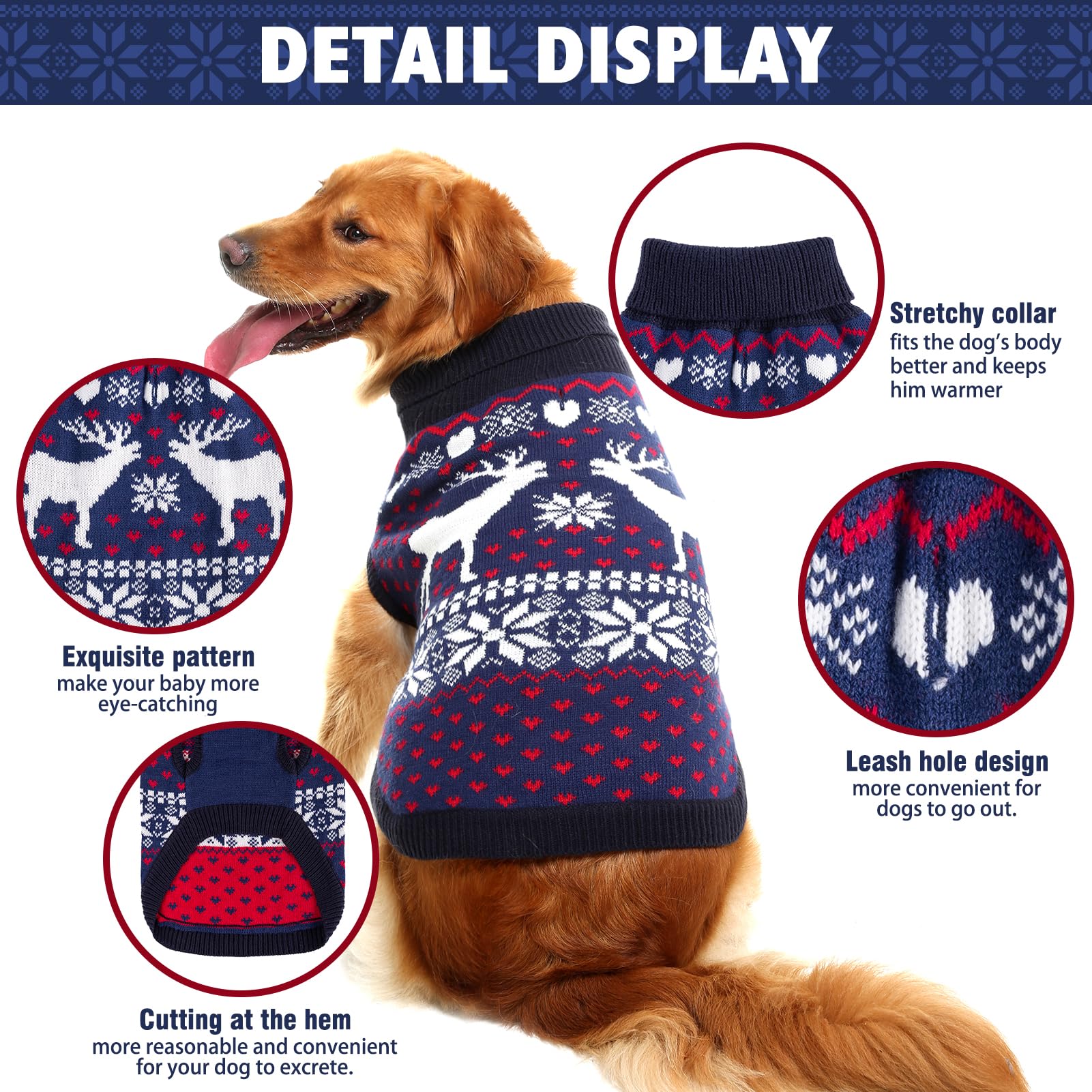 Scenereal Dog Sweater For Medium Size Dog Girls Boys, Turtleneck Pullover Winter Dog Clothes, Christmas Dog Outfits, Pet Sweatsh
