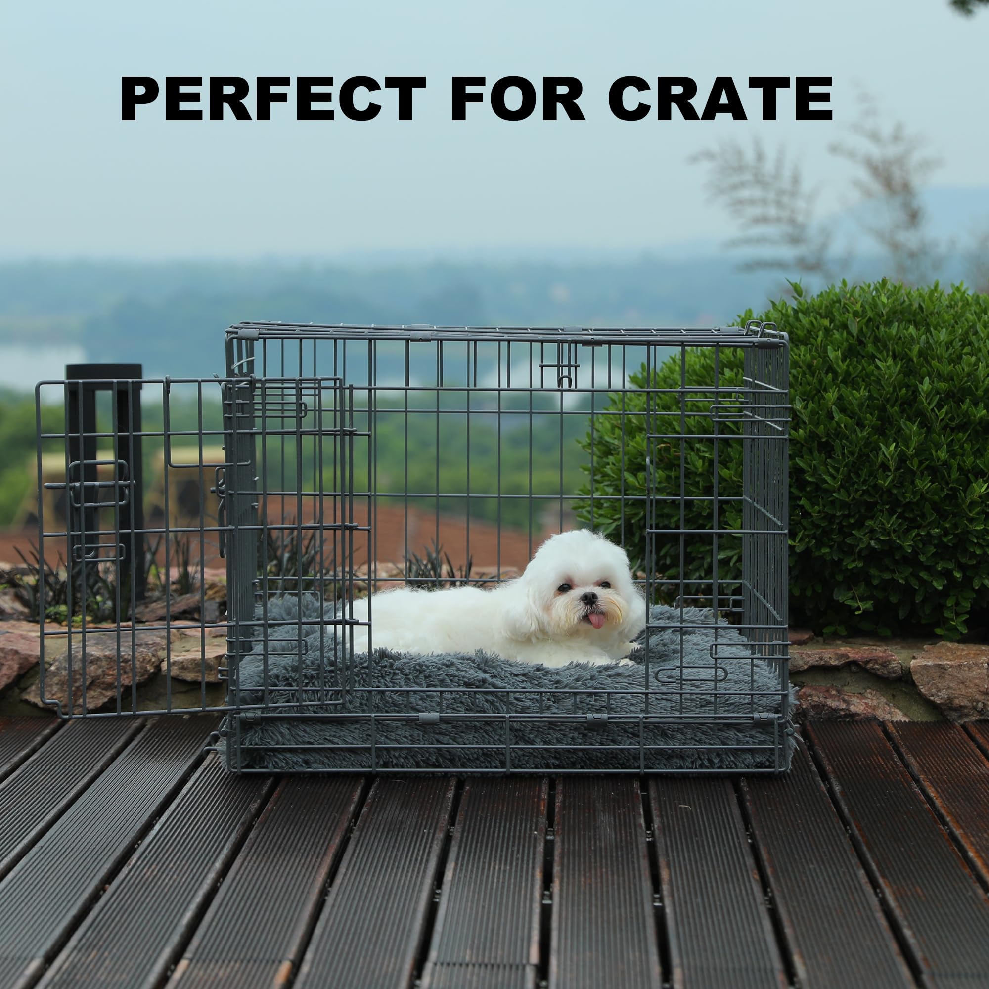 Bedfolks Waterproof Dog Crate Bed, Plush Pad With Removable Cover, Faux Fur For Small Dogs And Cats, Fluffy Washable Kennel Bed