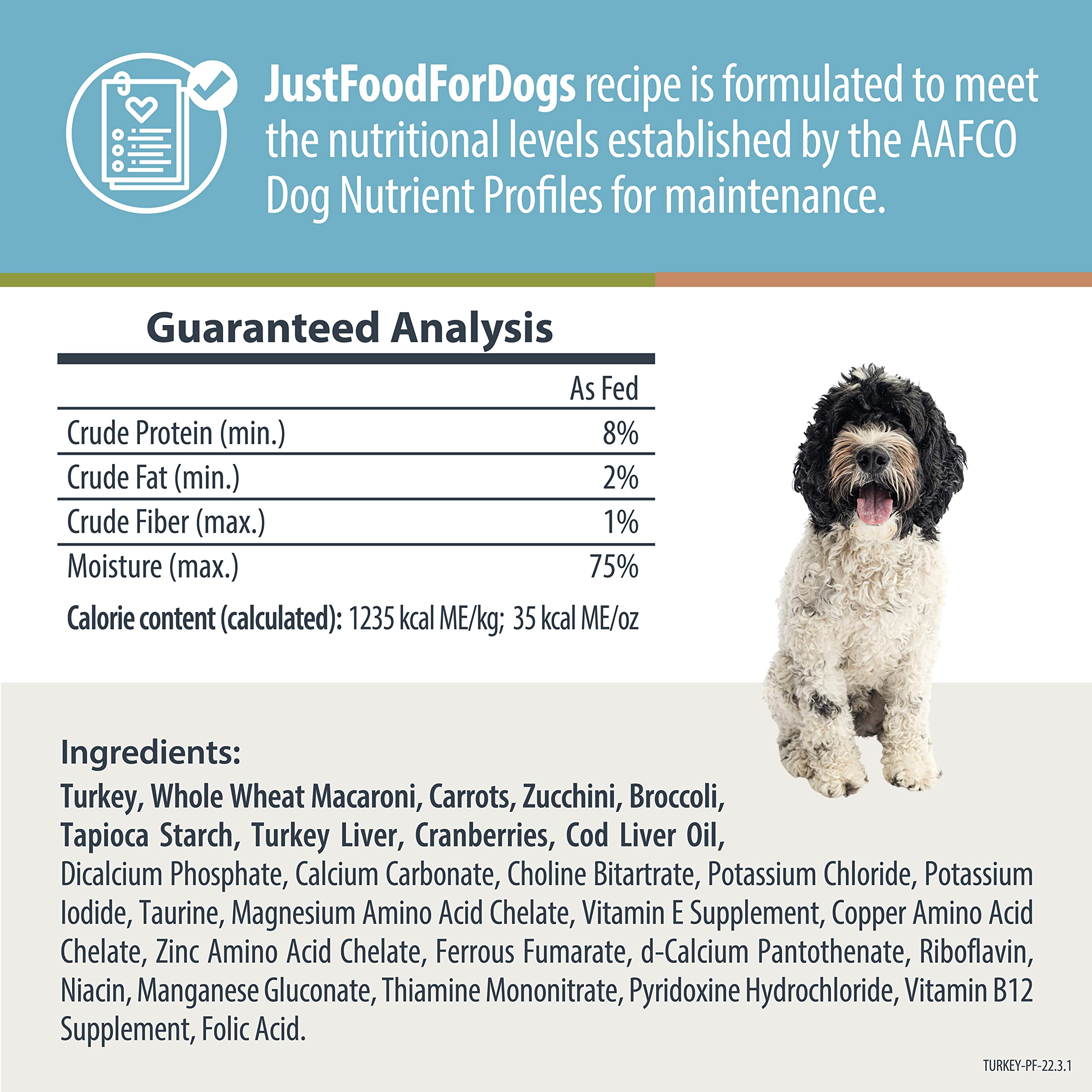 JustFoodForDogs Pantry Fresh Wet Dog Food Complete Meal or Dog Food Topper, Turkey & Whole Wheat Macaroni Human Grade Dog Food R