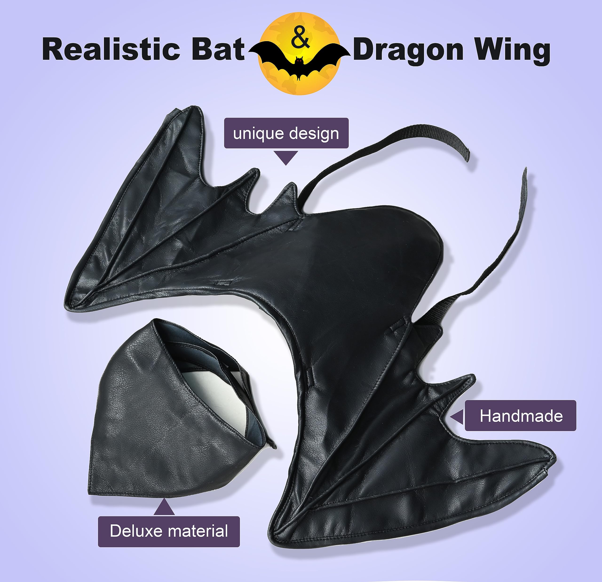 Funny Bat Wing Costumes For Dog, Cute Furry Pet Clothing For Halloween (Black Bat Wing, Size L)