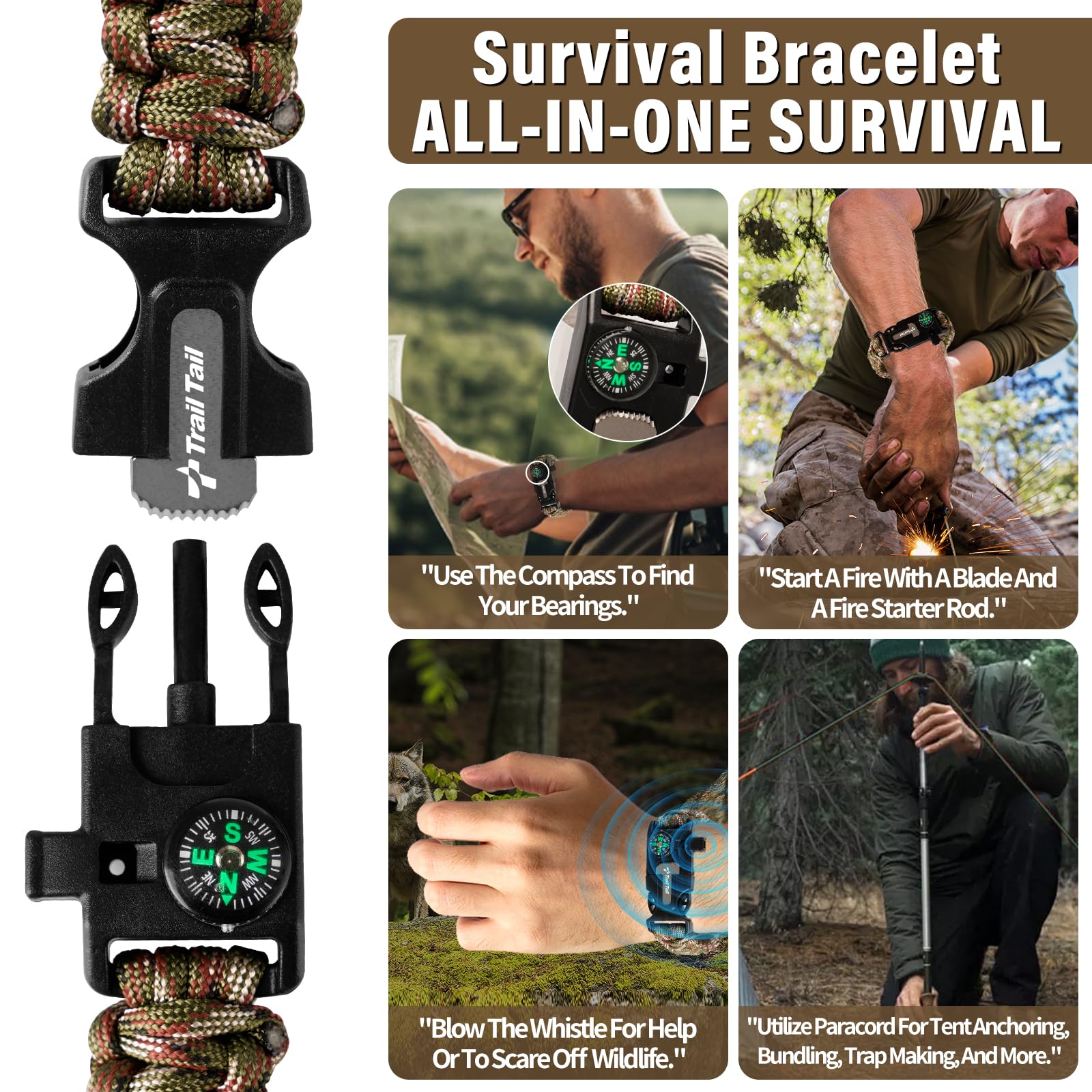 Heavy Duty Tactical Paracord Collar, Metal Buckle And Patches, Ideal For German Shepherd, Pitbull, Rottweiler (Green, L)