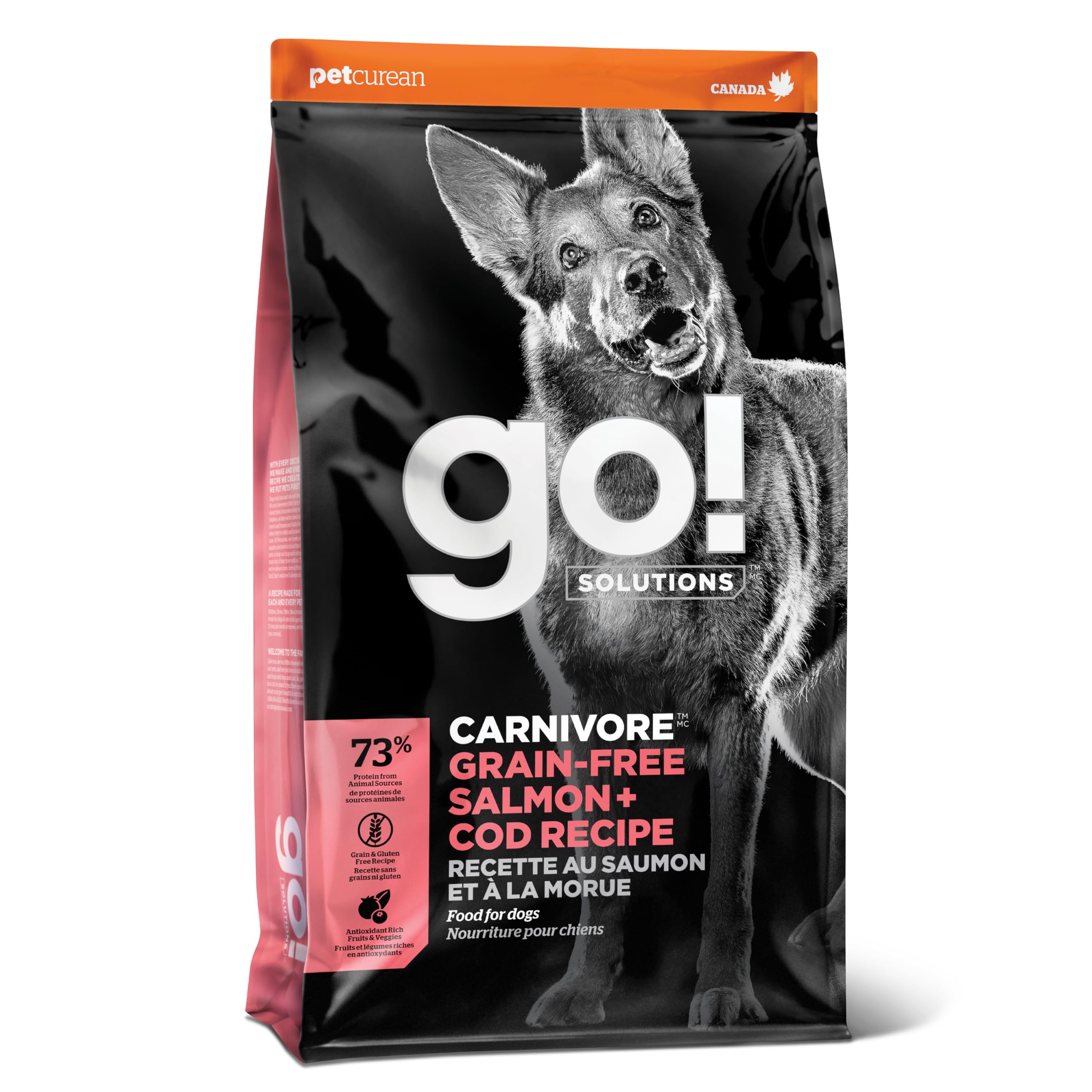 Go! Solutions Carnivore Salmon + Cod Grain-Free Dry Dog Food, Our Highest-Protein Kibble Made with Real Meat & Fish, Chicken-Fre
