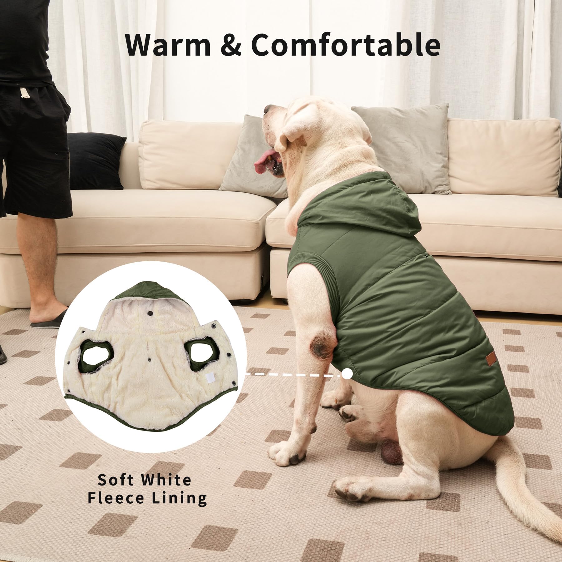 Vecomfy Fleece Lining Extra Warm Dog Hoodie In Winter For Small Dogs Jacket Puppy Coats With Hooded Green M