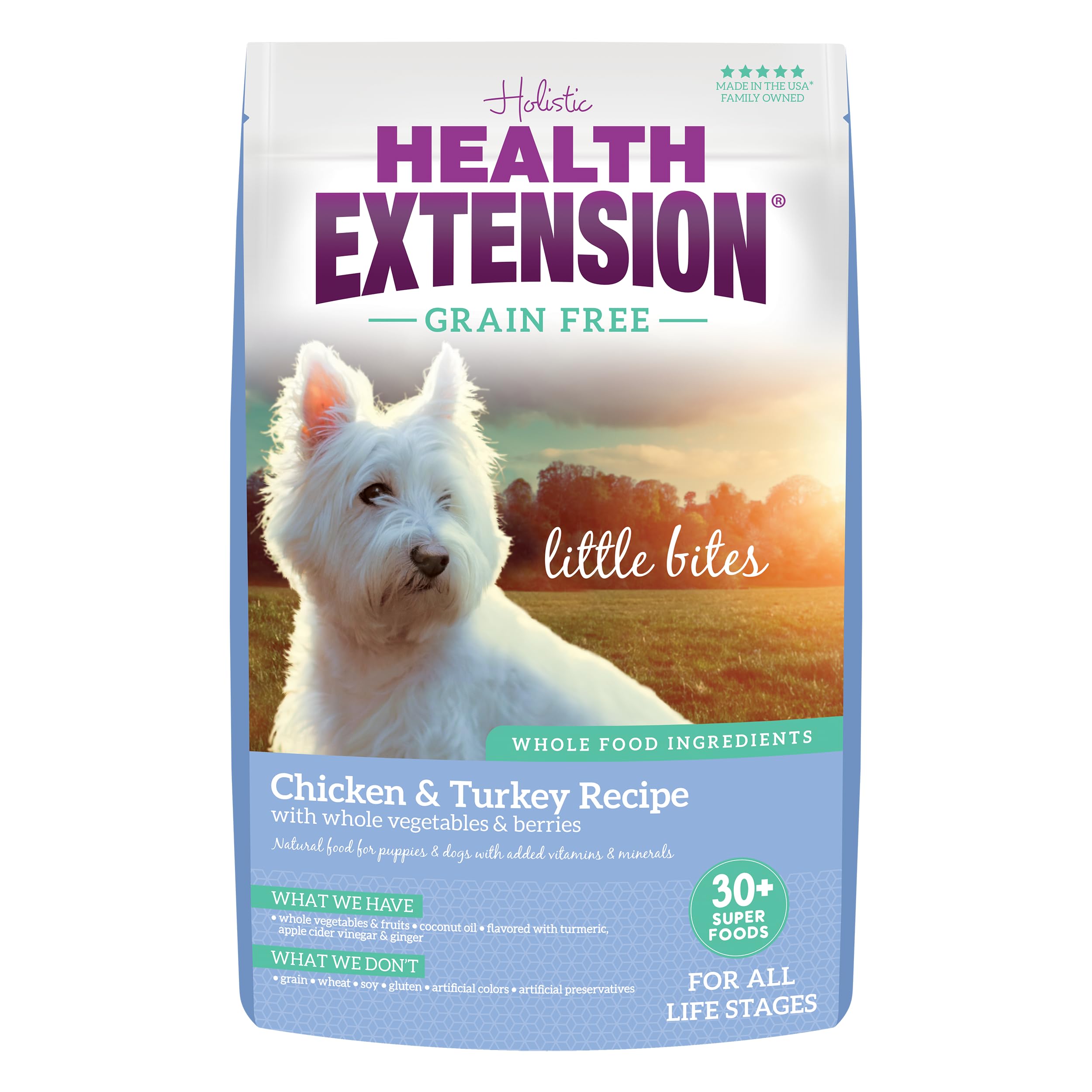 Health Extension Grain Free Chicken & Turkey Little Bites (12 lb / 5.44 kg) - Whole Foods Ingredients Formula with Probiotics & 