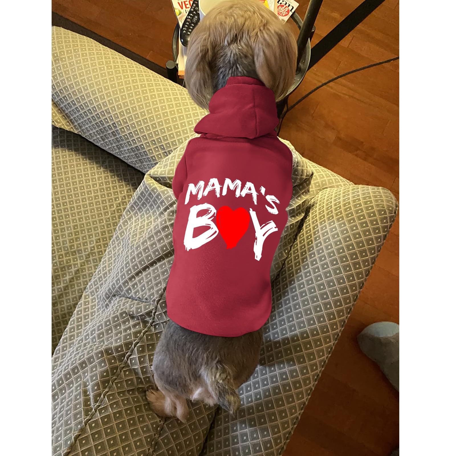 Cayxatiu Cat Hoodies For Cats Pet Puppy Clothes Dog Hoodie Mama'Boy Printed Hooded Sweatshirt For Small Medium Size Dogs(Wine Re