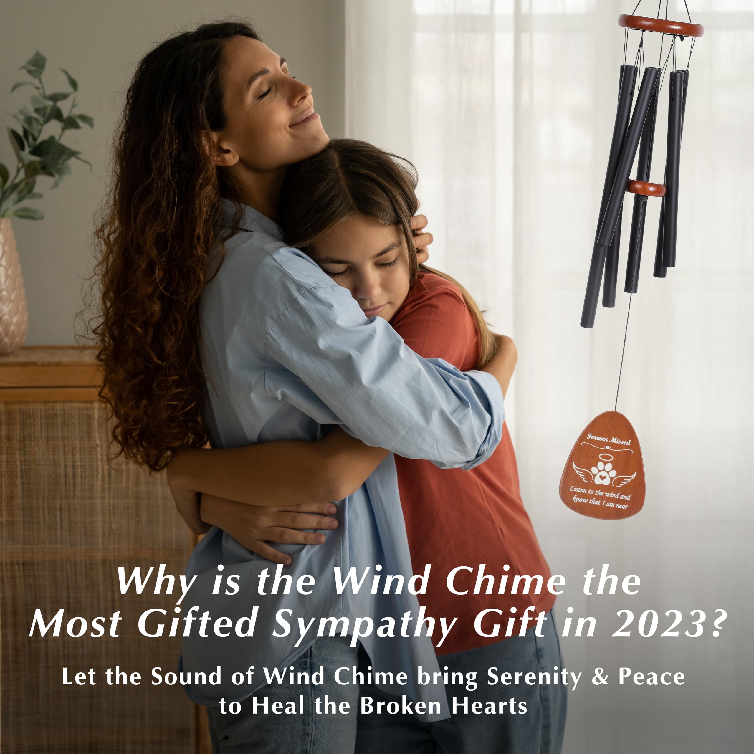 SoulThink Dog Memorial Gifts for Loss of Dog - Loving Pet Memorial Wind Chimes, Dog Bereavement Gifts with Memorial Poem Gift Ca