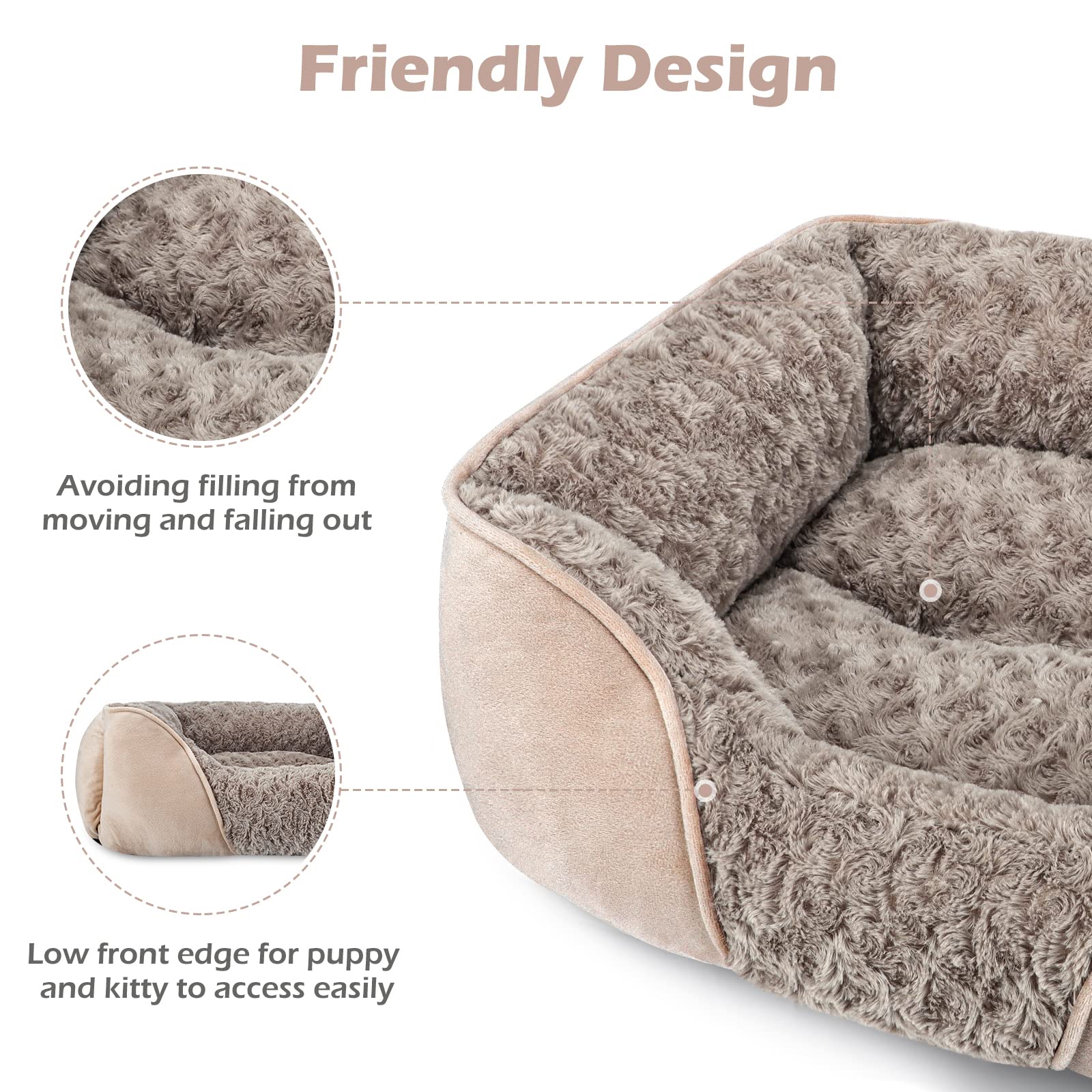 Invenho Small Dog Bed For Large Medium Small Dogs Rectangle Washable Dog Bed, Orthopedic Dog Bed, Soft Calming Sleeping Puppy Bed Durable Pet Cuddler With Anti-Slip Bottom S(20'X19'X6')
